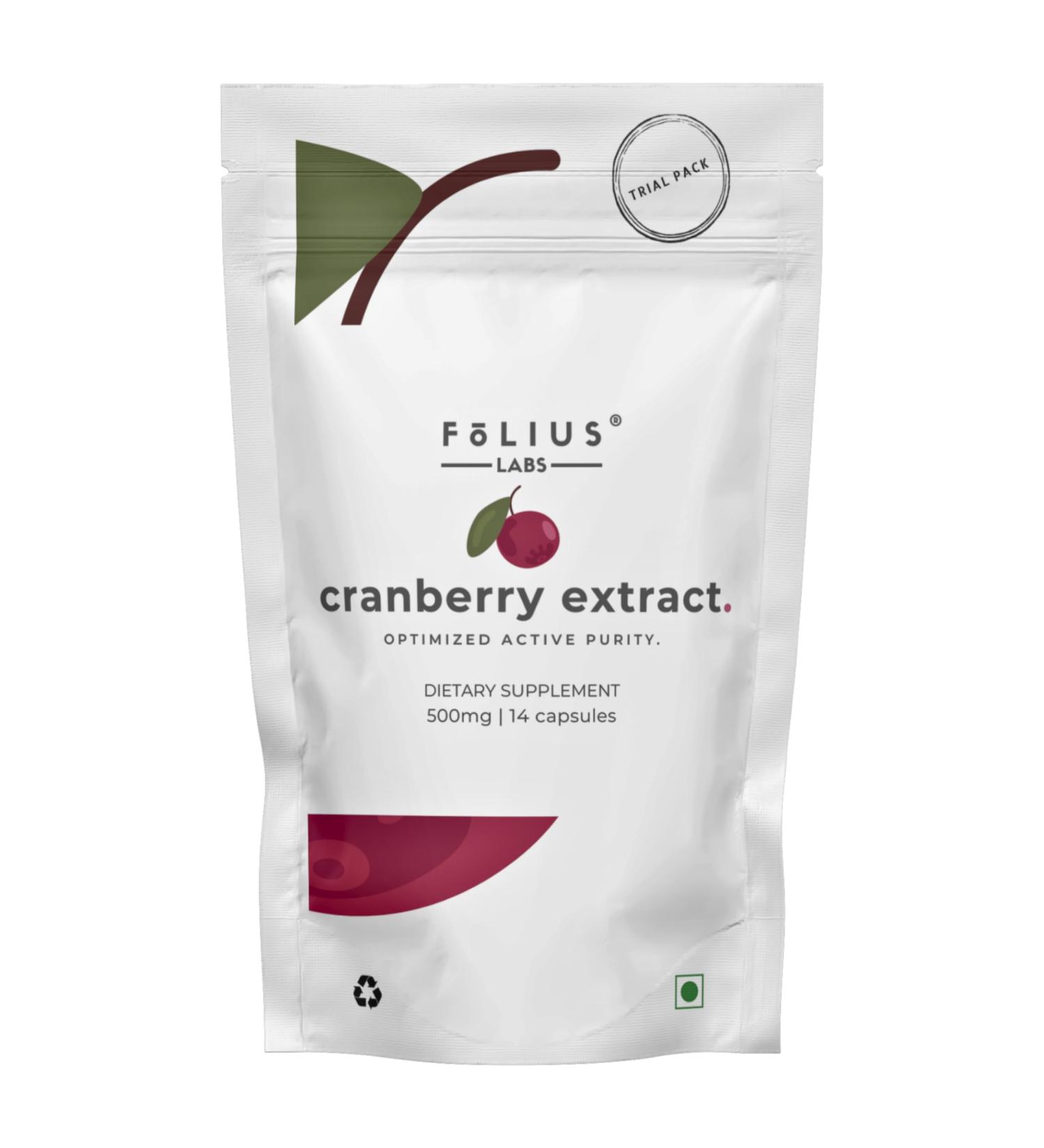 FOLIUS LABS Clean Label Cranberry Extract 25% Urinary Tract Health Support for Men and Women Antioxidant Rich Supplement for Kidney Health (Trial Pack) - Buy Online on GoSupps.com