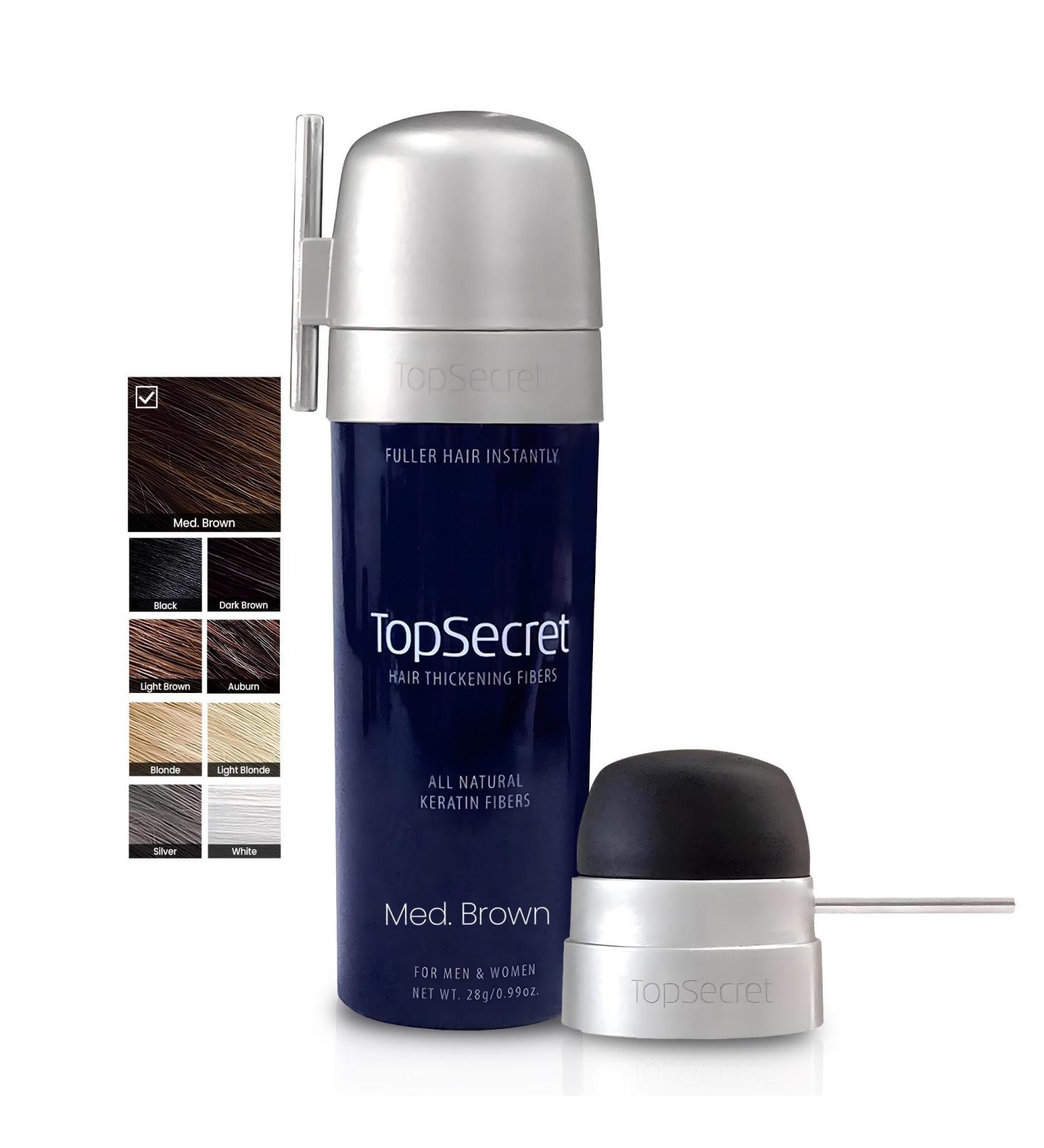 Top Secret Hair Thickening Fibers - Natural Hair Filler for Men & Women | Undetectable Sweat Resistant Medium Brown - Large Size - Buy Online on GoSupps.com