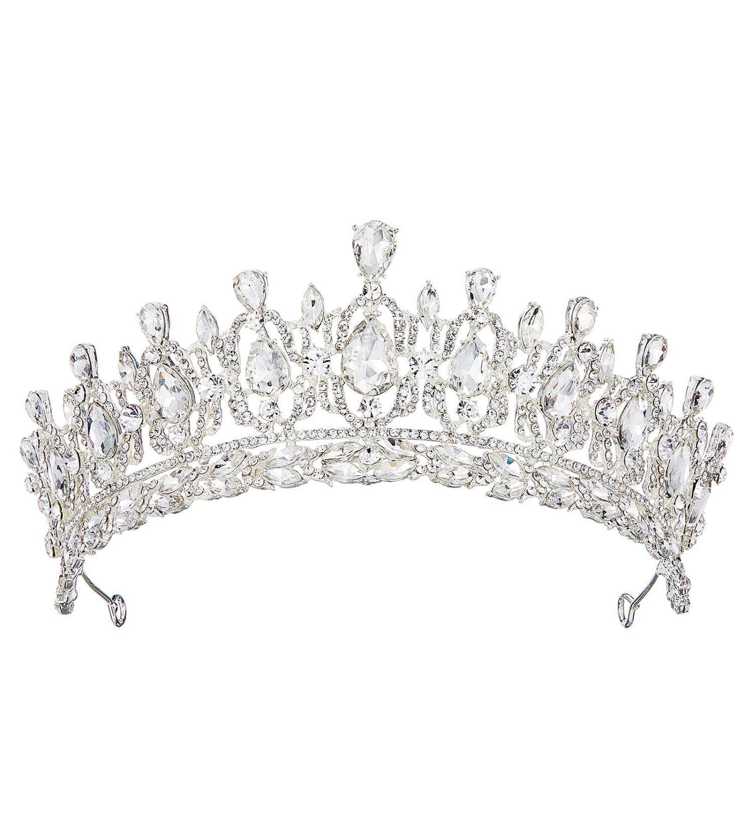 AW BRIDAL Women's Crystal Wedding Queen Crown - Silver | Headpieces for Bride, Pageant, Quinceanera, Prom - Buy Online on GoSupps.com