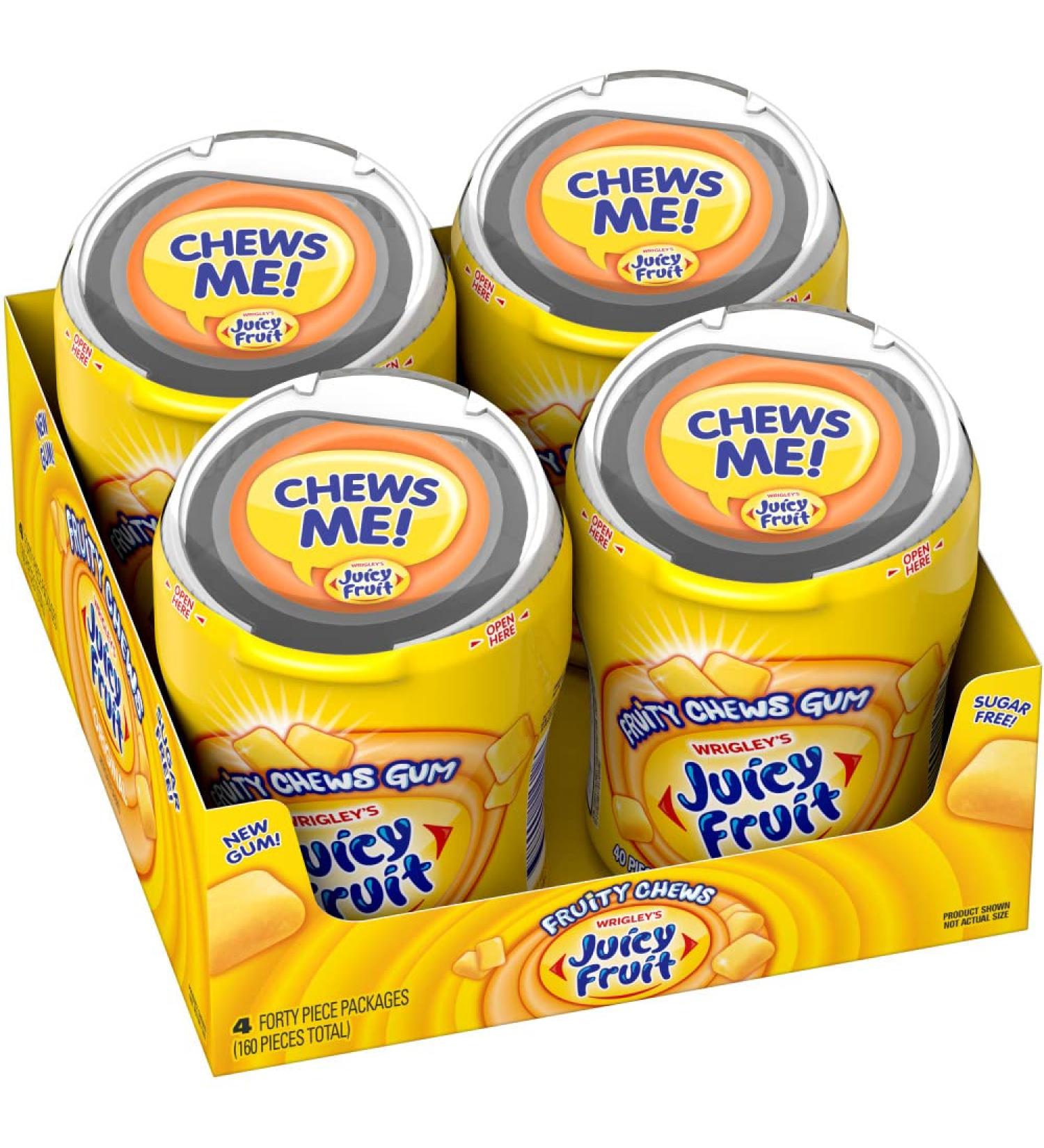 Juicy Fruit Gum Fruity Chews Original Sugarfree Gum, 40 piece bottle (4 Bottles)