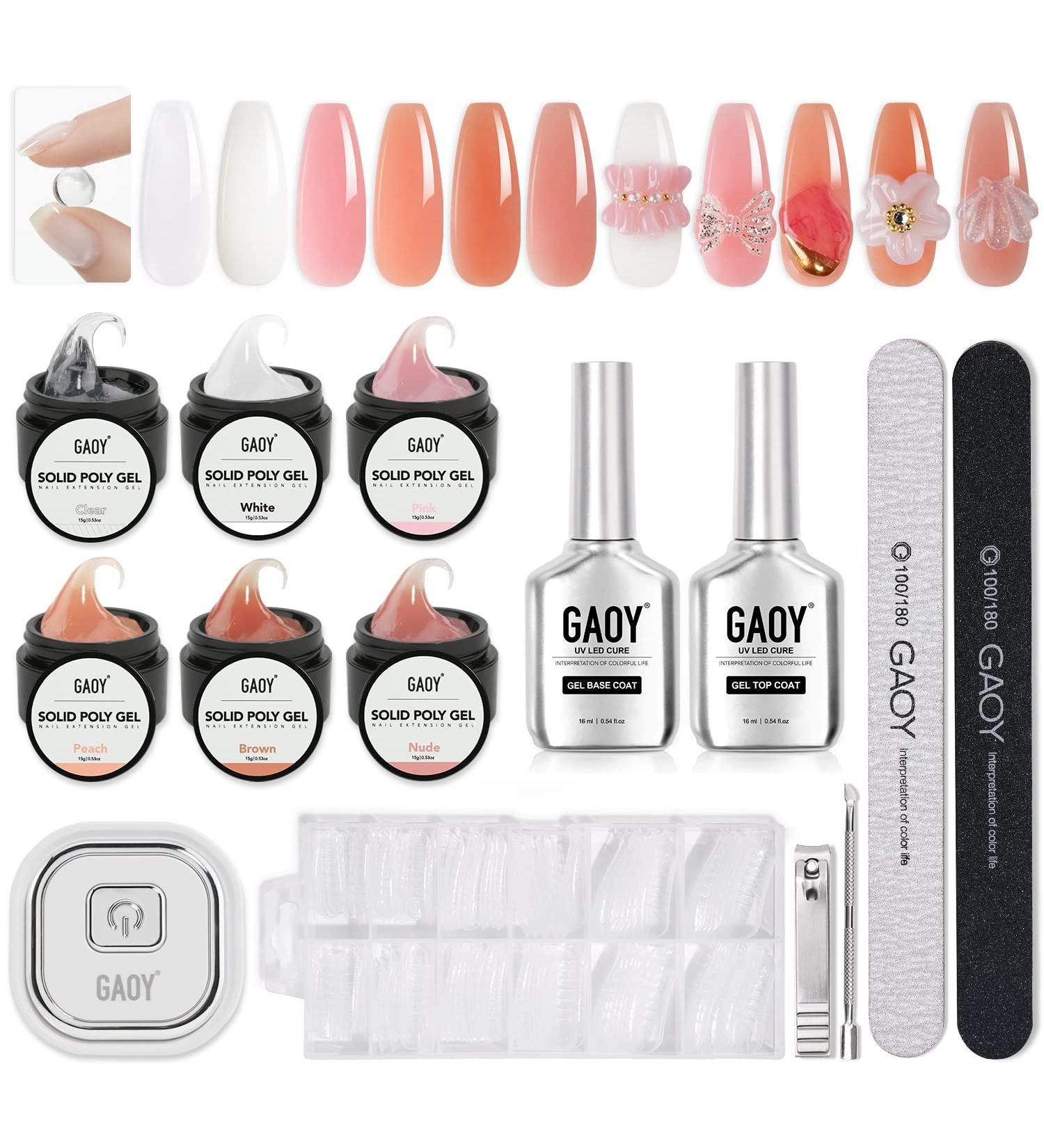 GAOY Solid Builder Gel Nail Kit with UV Light - Professional Non-Sticky Poly Gel for Nail Extension, Art Sculpture, Carving & Modeling - Buy Online on GoSupps.com