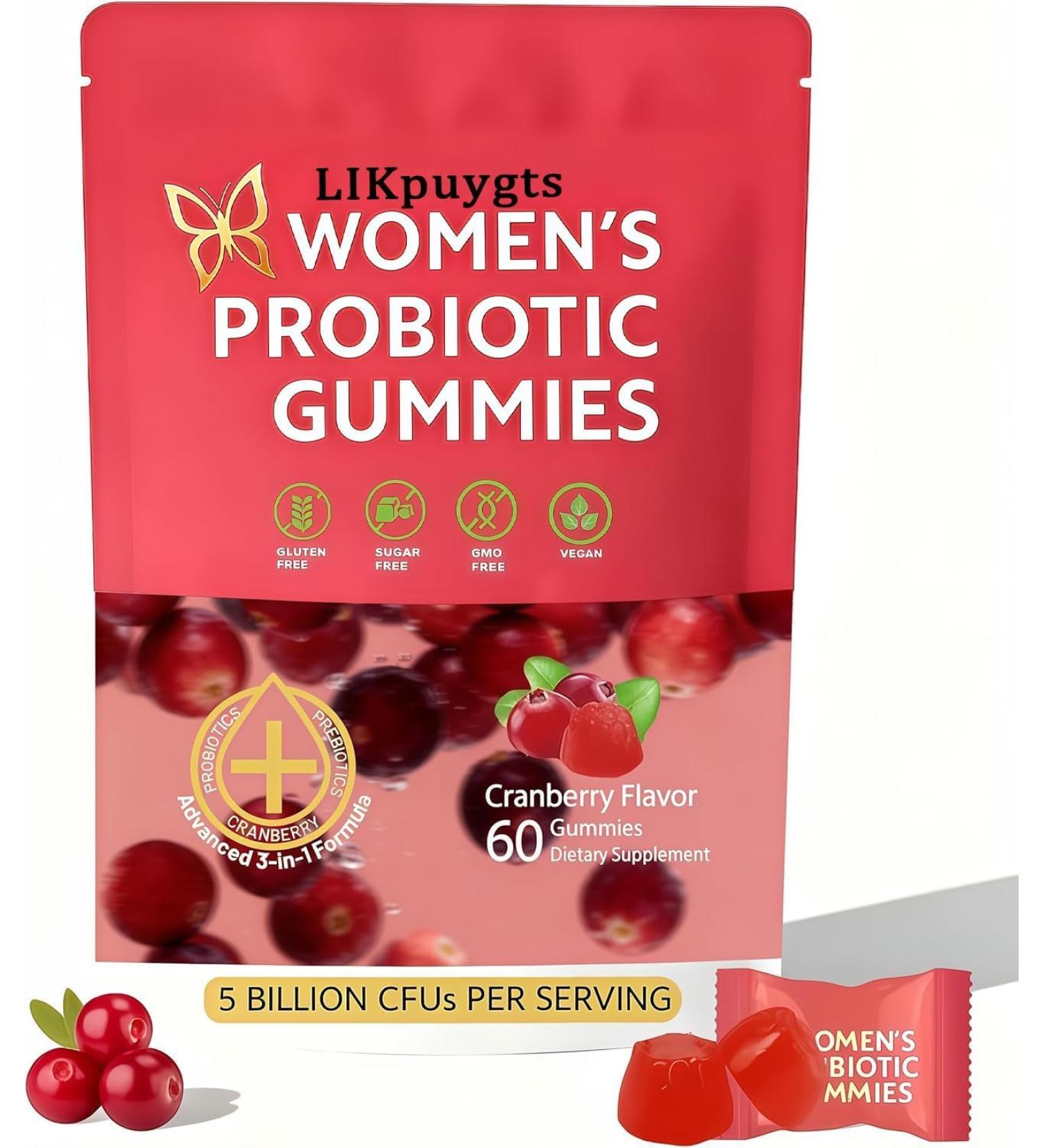 Llkpuygts Prebiotic Nutritional Supplements Probiotic Gummies for Women-Women Exclusive pH Balanced probiotics-Controlling Off Flavors -Enriched with 5 Billion CFUs of Active Bacteria(60) - Buy Online on GoSupps.com