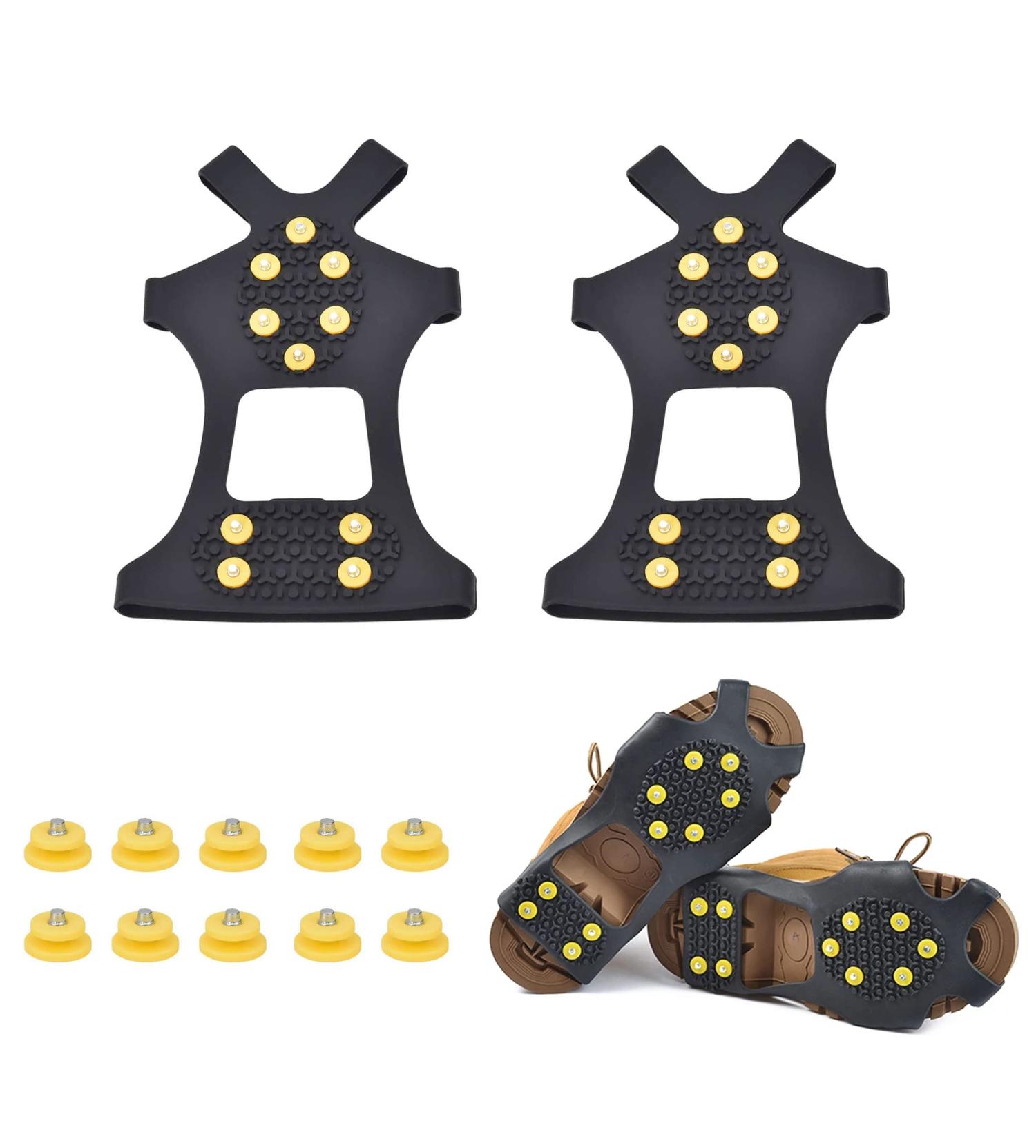 10-Stud Ice Cleats Shoe Spikes - Slip-On Crampons for Winter Outdoor Sports & Climbing - International Shipping Available - Buy Online on GoSupps.com