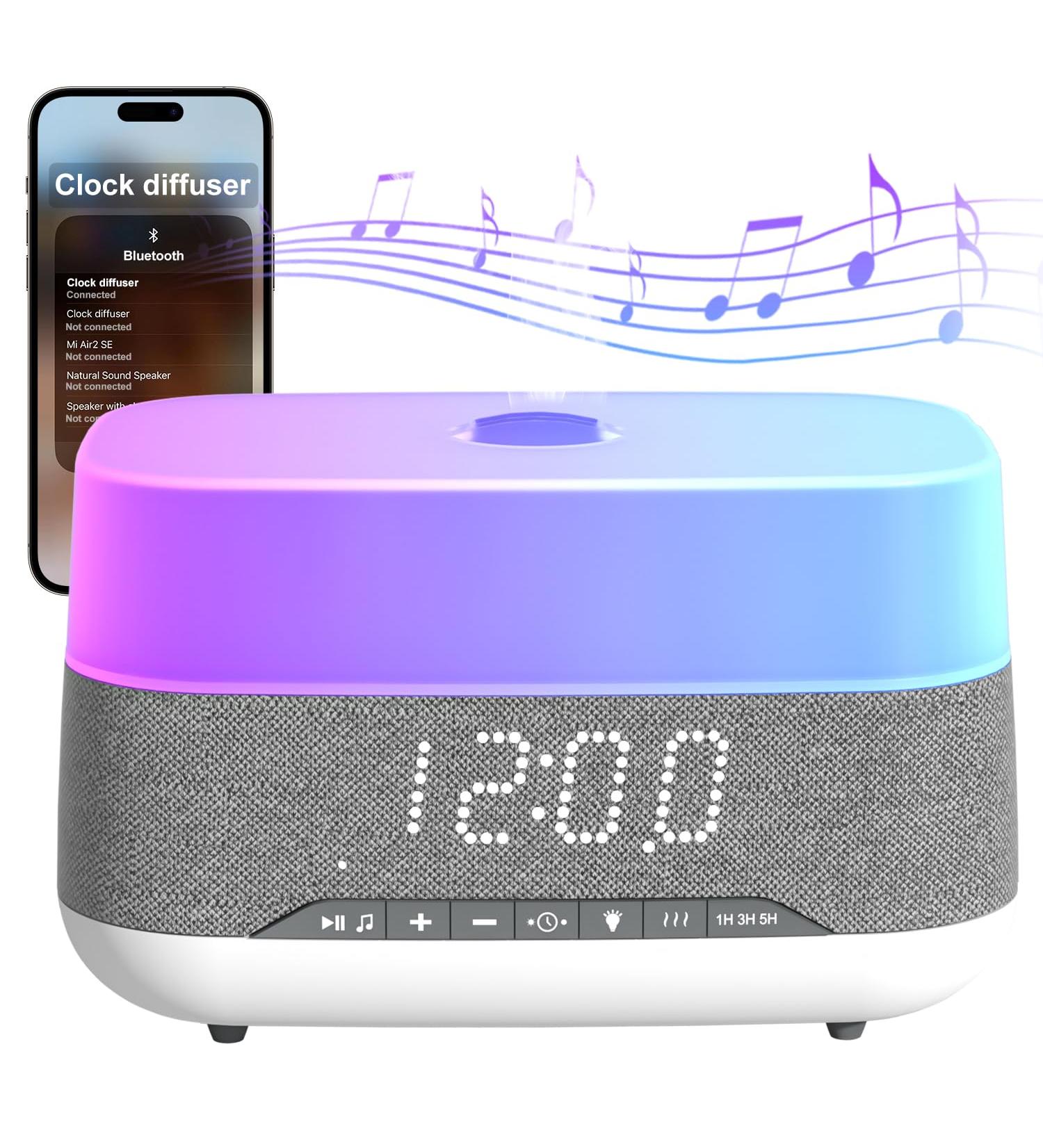 Lovaroma 300ml Aroma Diffuser & Humidifier with Bluetooth Speaker Alarm Clock 7 LED Colors 4 Timers & Auto Waterless Shutdown - Ideal for Bedrooms & Offices - Buy Online on GoSupps.com