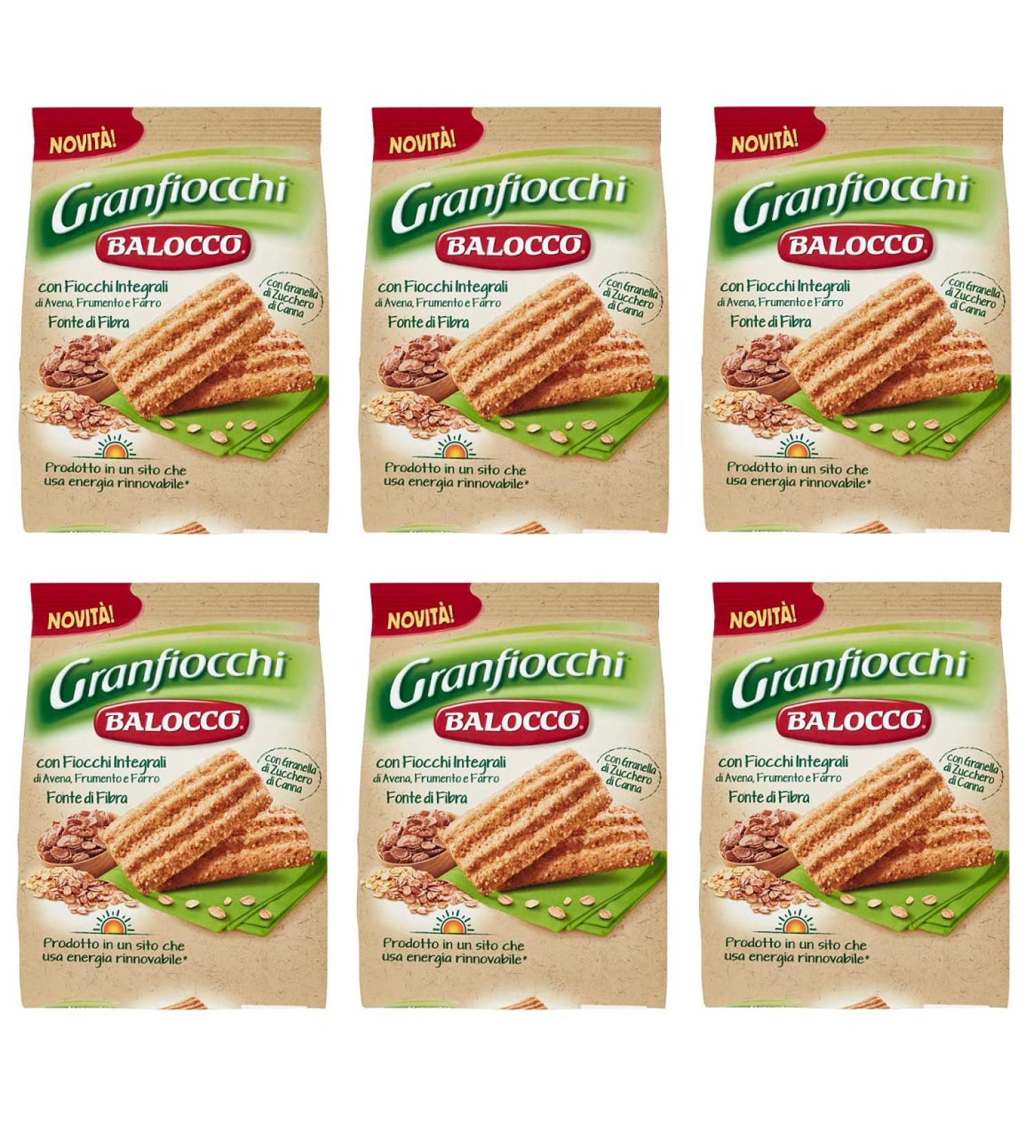 Balocco Granfiocchi Biscotti Integrali Pack of 6 whole grain biscuits with whole grains and brown sugar grains 700 g - Buy Online on GoSupps.com