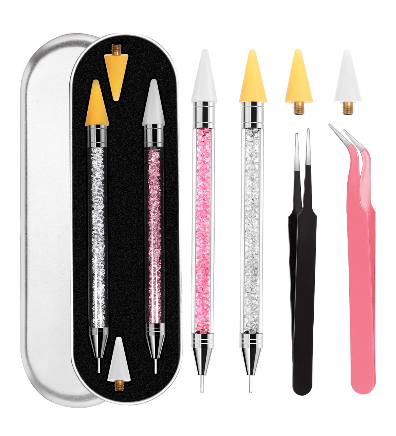 2pcs Rhinestone Picker Tool with Wax Tips for Nail Art - Diamond Painting Dotting Pen & Accessories - International Shipping Available - Buy Online on GoSupps.com