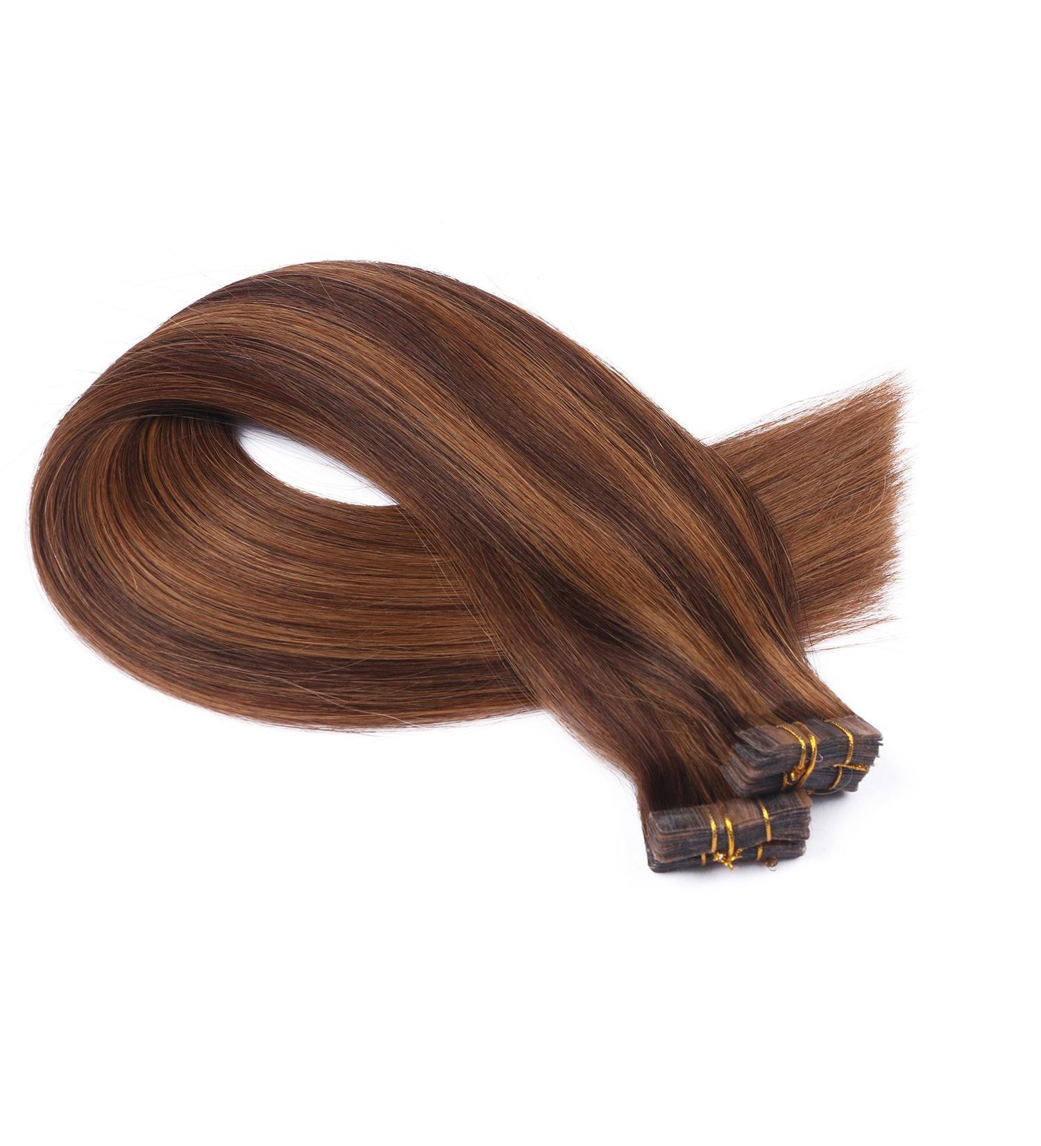 Tape-In Hair Extensions #4/30 Mix - 40cm - 100% Remy Real Hair - 30 Adhesive Tresses by Novon - 2.5g Each - Buy Online on GoSupps.com