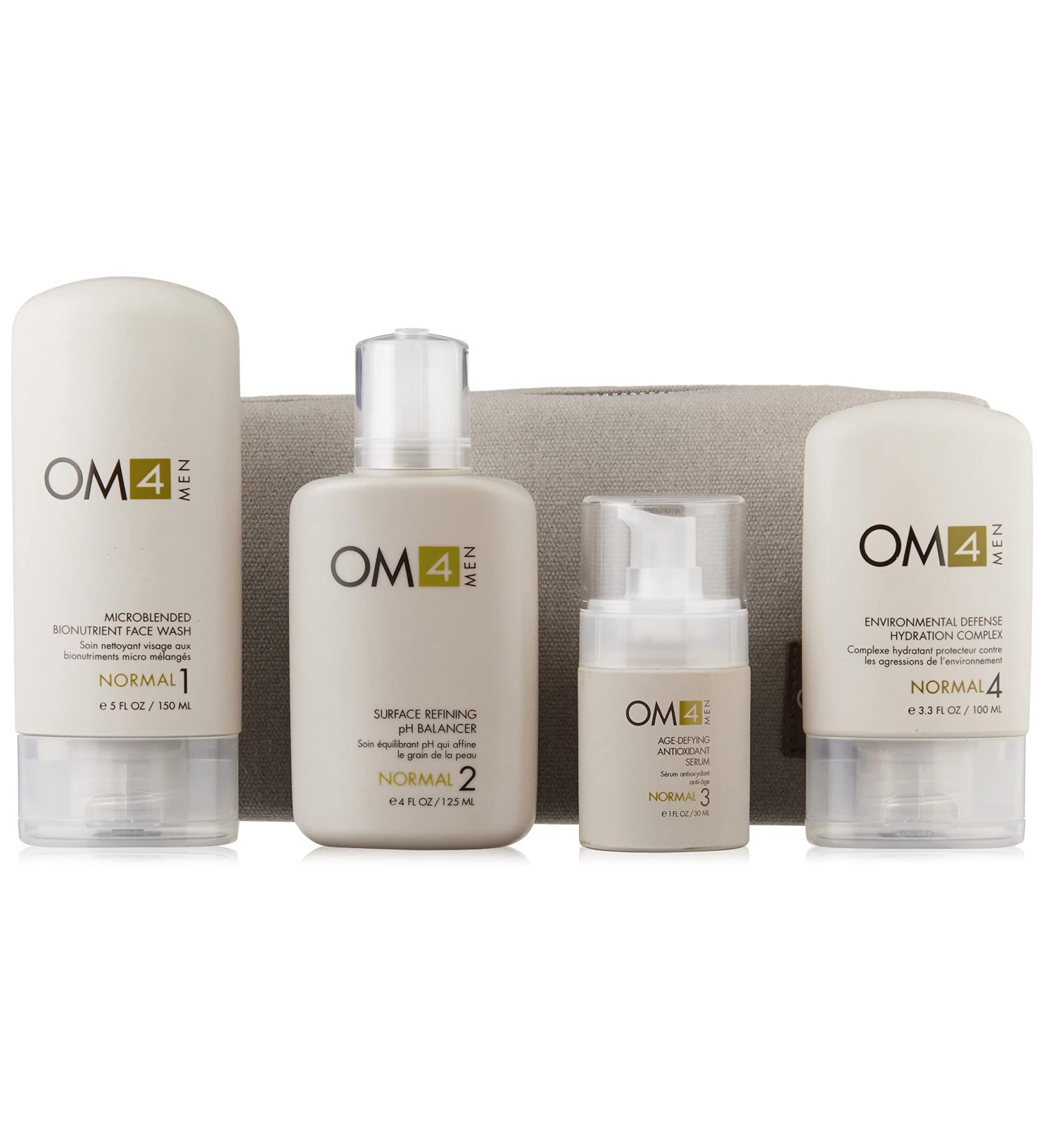 OM4 Normal 4-Step RegiMEN & Travel Bag - Men's Skincare Set with Cleanser Toner Serum & Moisturizer | International Shipping Available - Buy Online on GoSupps.com