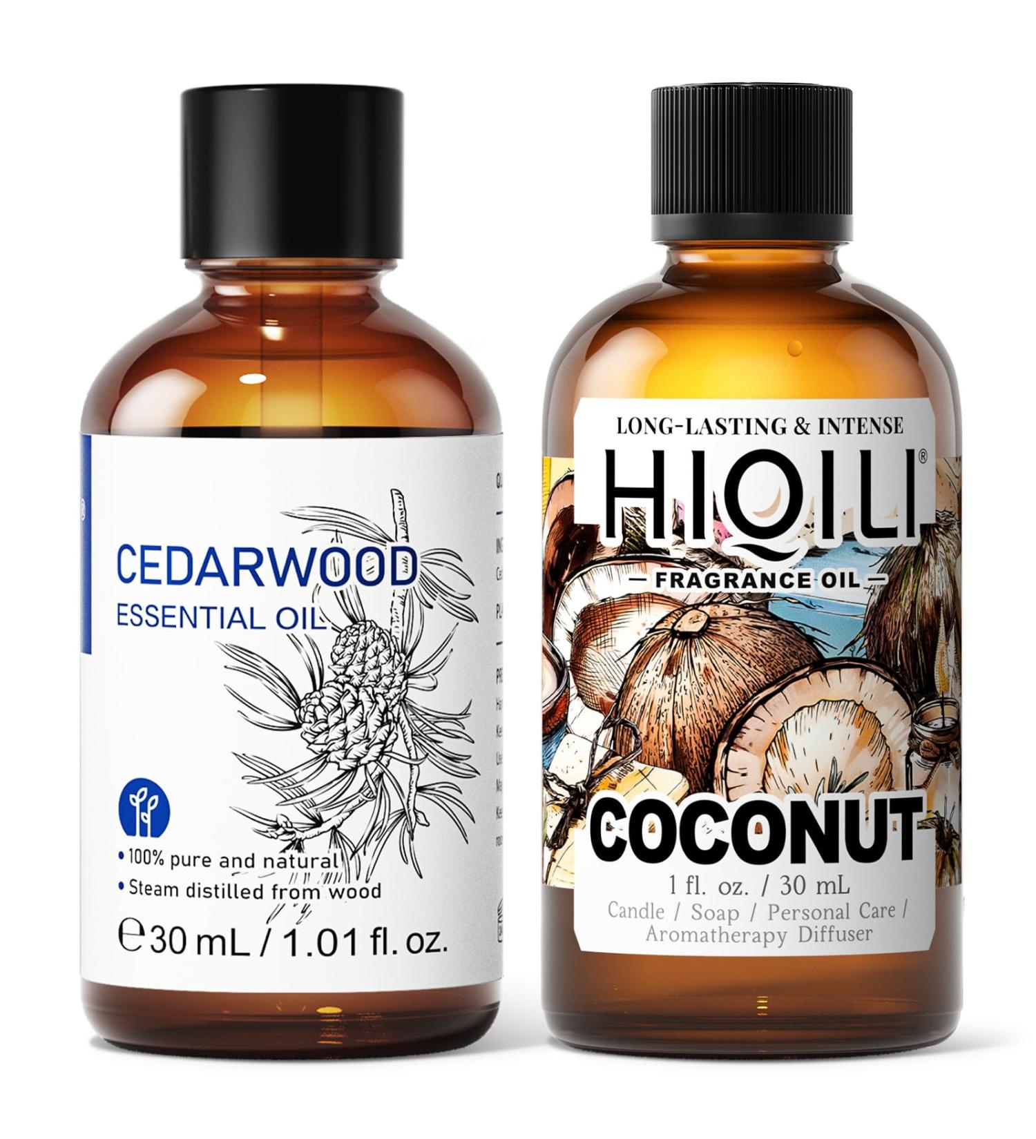 HIQILI 30ML Cedar Essential Oil & 30ML Coconut Fragrance Oil for DIY Diffuser - Buy Online on GoSupps.com