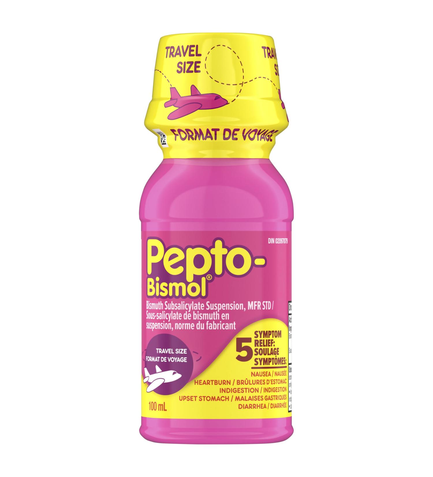Pepto Bismol Liquid for Nausea Heartburn Indigestion Upset Stomach and Diarrhea - Fast Relief for 5 Symptoms Original Flavor Travel Size 100ml Original 100 ml (Pack of 1) - Buy Online on GoSupps.com