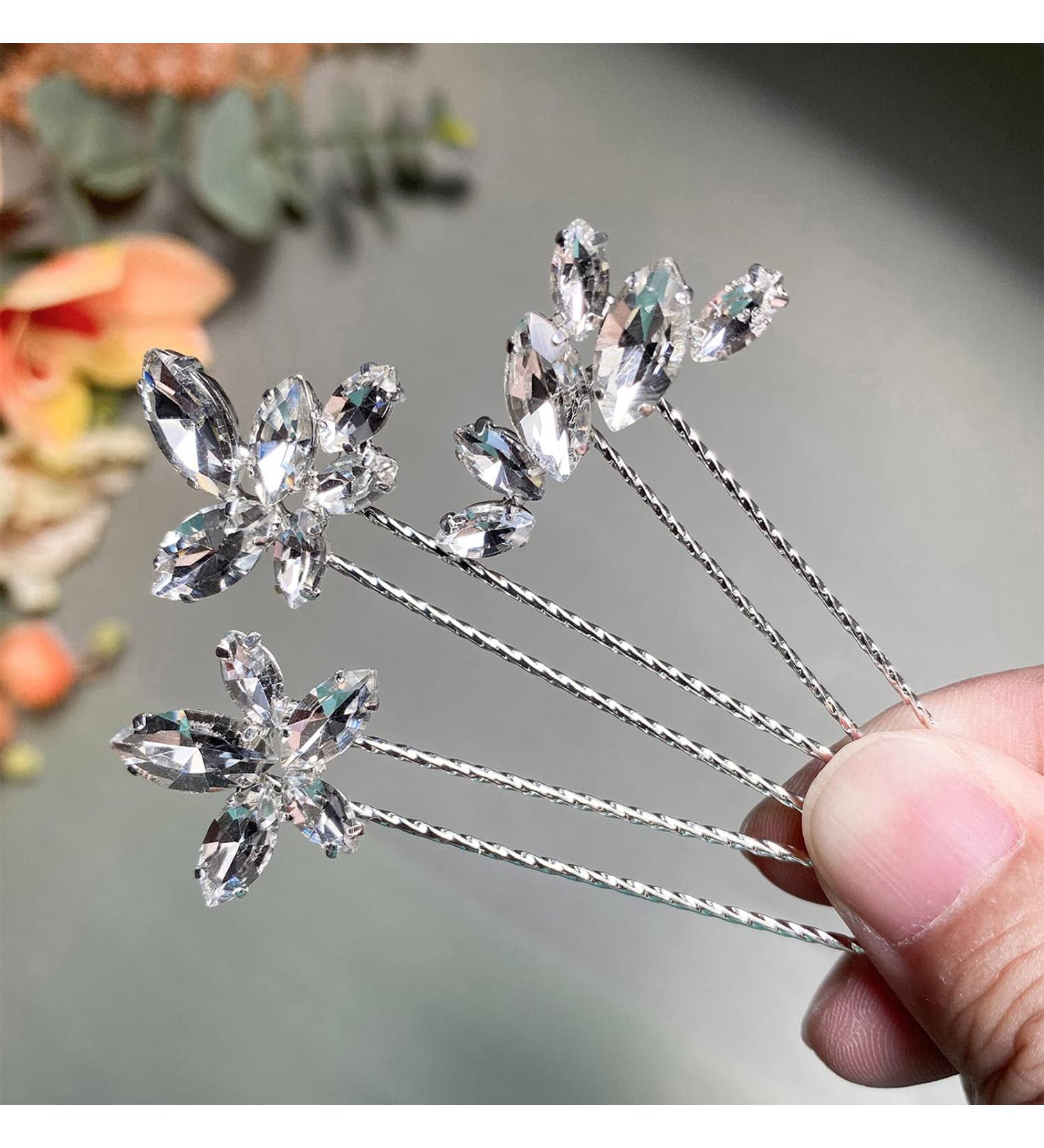 SweetV Crystal Wedding Hair Pins - Bridal Hair Accessories for Women & Bridesmaids - Buy Online on GoSupps.com