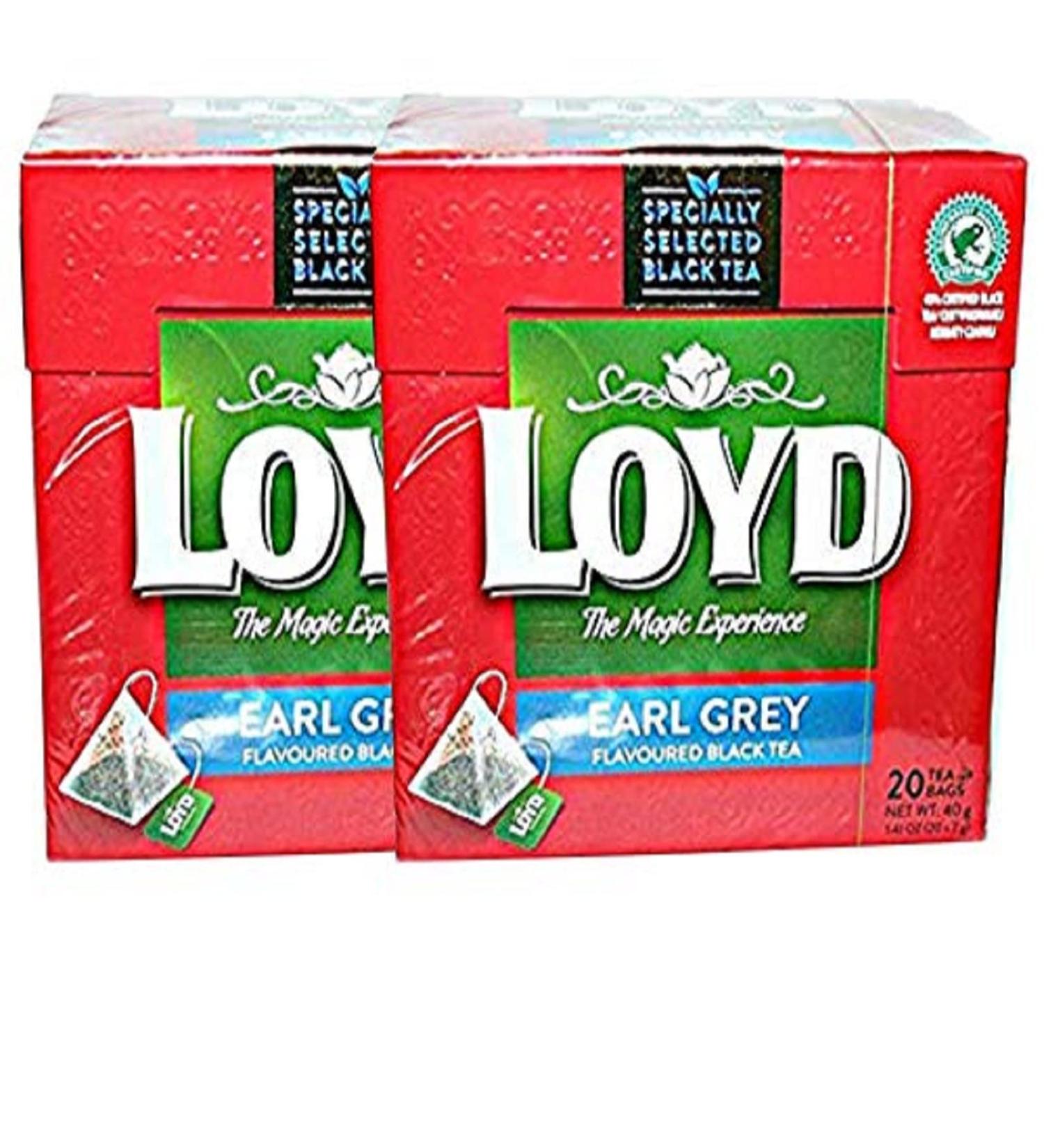 Loyd Earl Grey Tea |No Calories | Fat Free | l Healthy Beverage | Rich in Antioxidants | Each Box Contains 20 Teabags -40gram Pack ( Pack of 02)