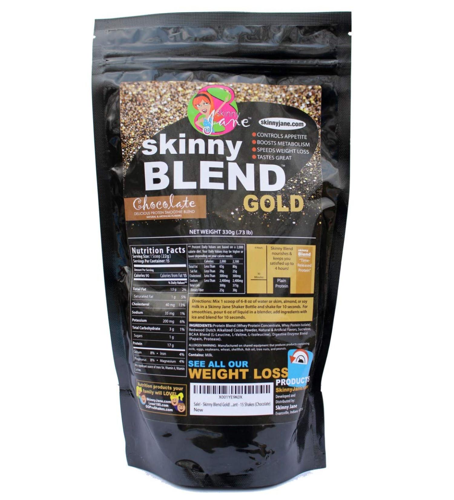 Skinny Blend Gold Protein Shake for Women | Delicious Low Sugar Low Carb Chocolate Smoothie | 15 Servings | Boosts Metabolism & Energy - Buy Online on GoSupps.com