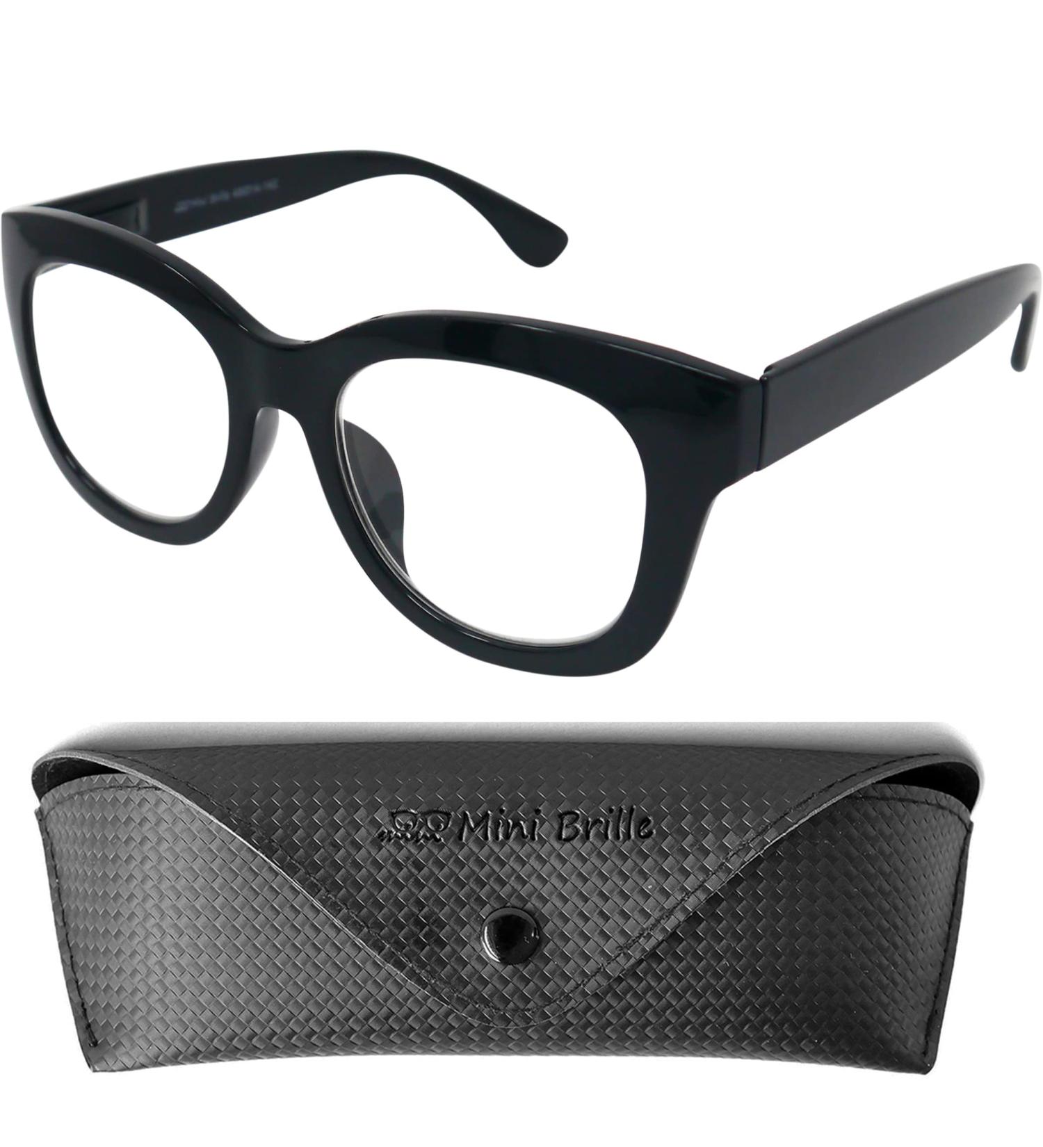 Stylish Retro Mini Glasses - Large Plastic Frames with Spring Hinge Women's Reading Aid 2.0 Diopters - Buy Online on GoSupps.com