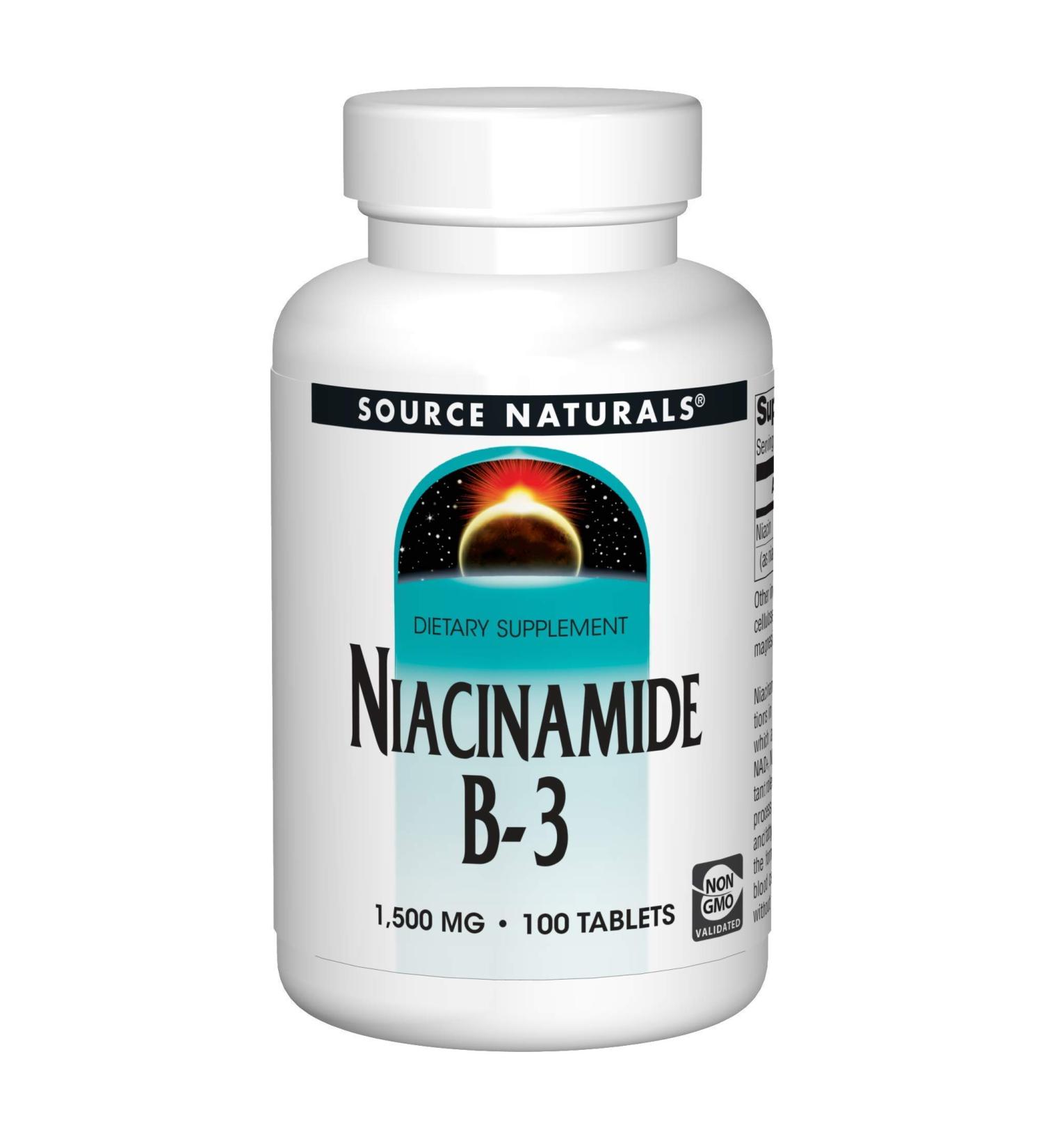 Source Naturals Niacinamide B-3 1500 mg - 100 Tablets | Essential Nutrient for Skin & Health - Buy Online on GoSupps.com
