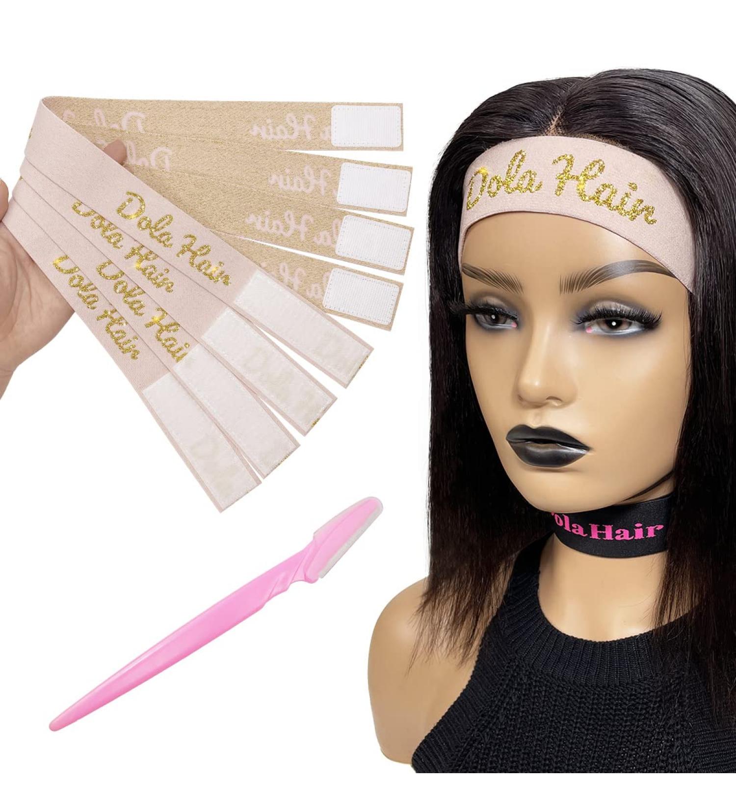 Dolahair 4PCS Sparkle Glitter Lace Melting Wig Bands | Luxury Gold Embroidery Elastic Edges | Adjustable No Slip Wig Band for Edges | Salon Quality Wig Accessories - Buy Online on GoSupps.com