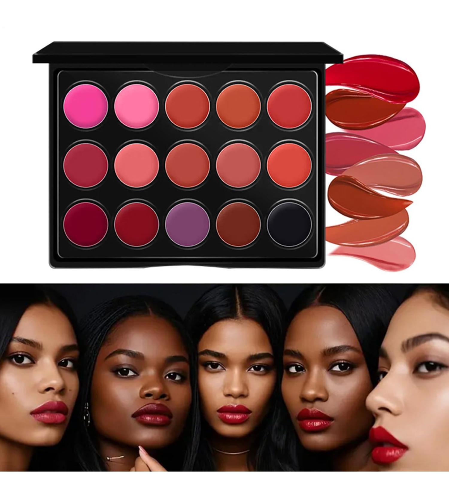Lipstick Palette 15 Color Moisturizing Matte Texture Lip Glaze Palette Portable Moisturizing Makeup Lipstick for Dating Business Trip Camping Picnic with Its Long Lasting Color and Waterproof - Buy Online on GoSupps.com