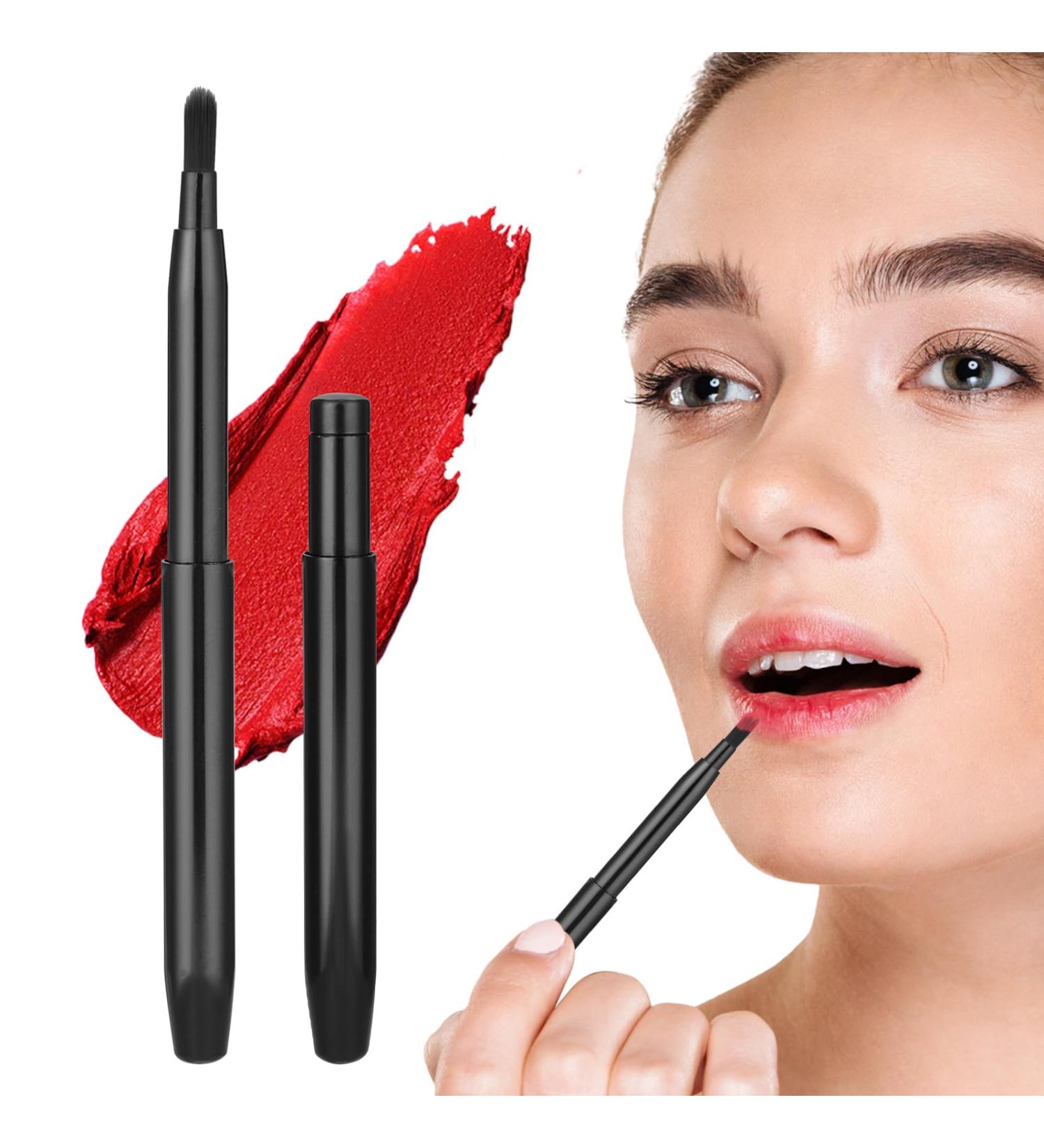 Retractable Lipstick Brush 2 Pack Professional Lip Brush for Lipstick Portable Lip Liner Brush Lip Mask Applicator Lip Balm Applicator Flat Lipstick Gloss Makeup Brush with Cap Makeup Tools for Women - Buy Online on GoSupps.com