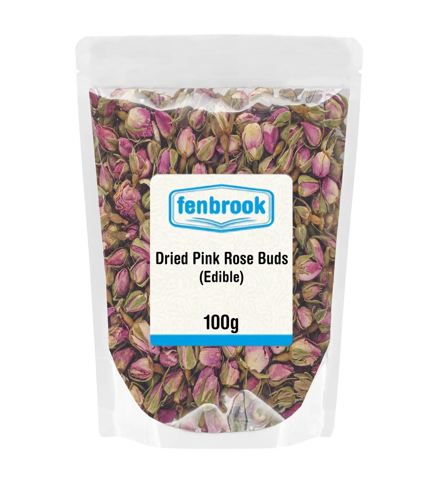 Dried Pink Rose Buds (Edible) Rose Tea 100g by Fenbrook