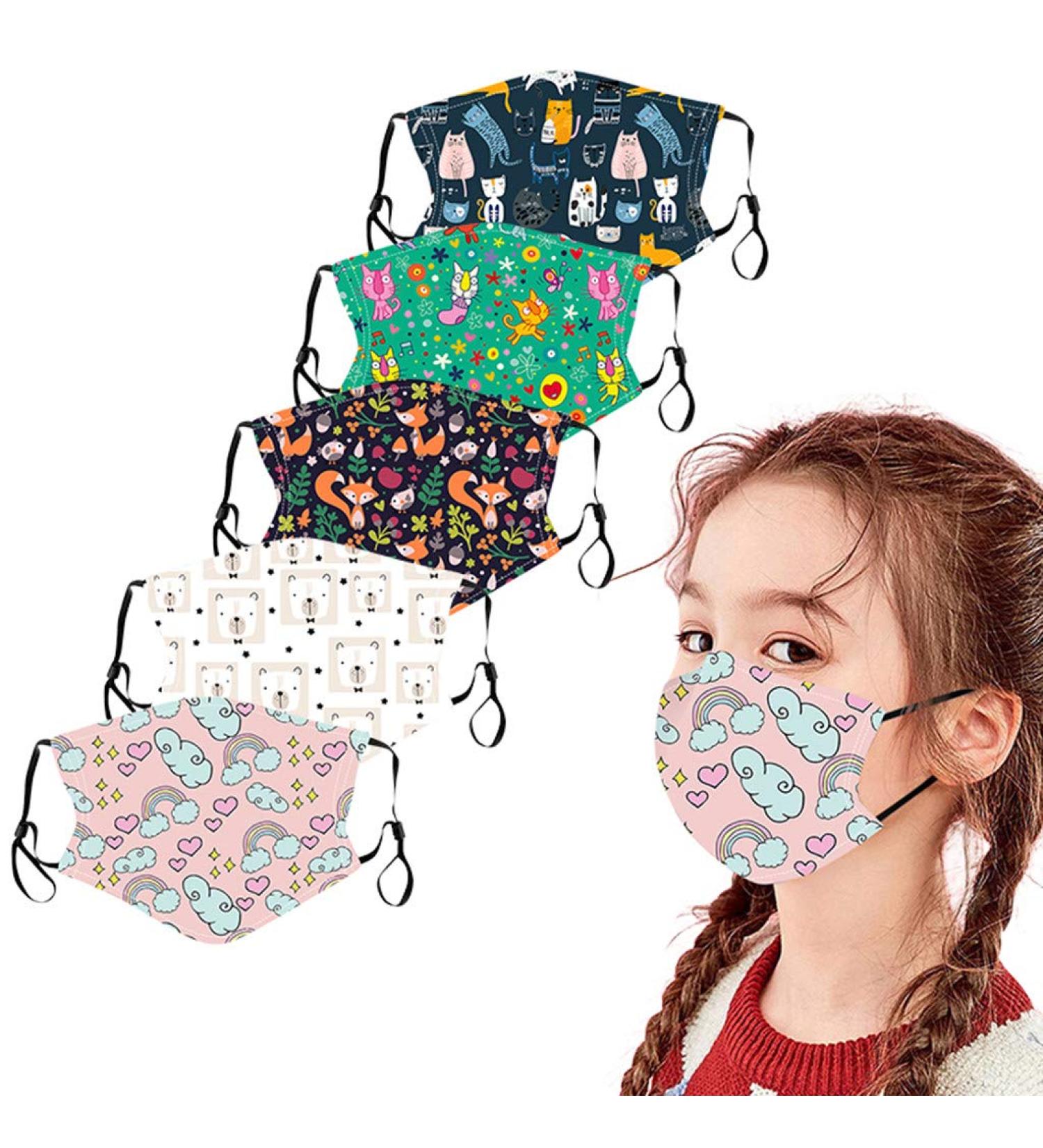5PC Kids Face_Mask Washable Colorful Printed Cotton Cloth_Masks for Kids Boys Girls Reuseable Childrens_Masks Face Protection - Buy Online on GoSupps.com
