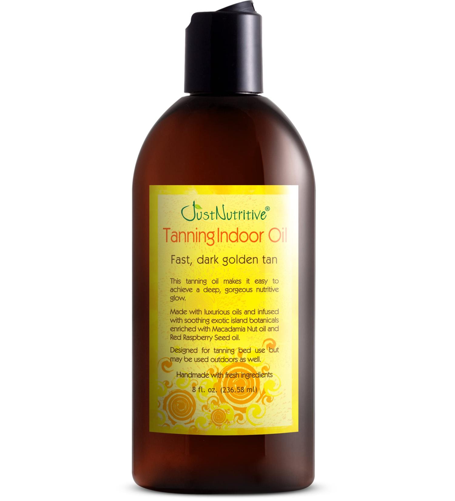Sun-Kissed Glow with Just Nutritive 8 Oz Tanning Indoor Oil - Natural Body Serum for Moisturized Skin - Buy Online on GoSupps.com