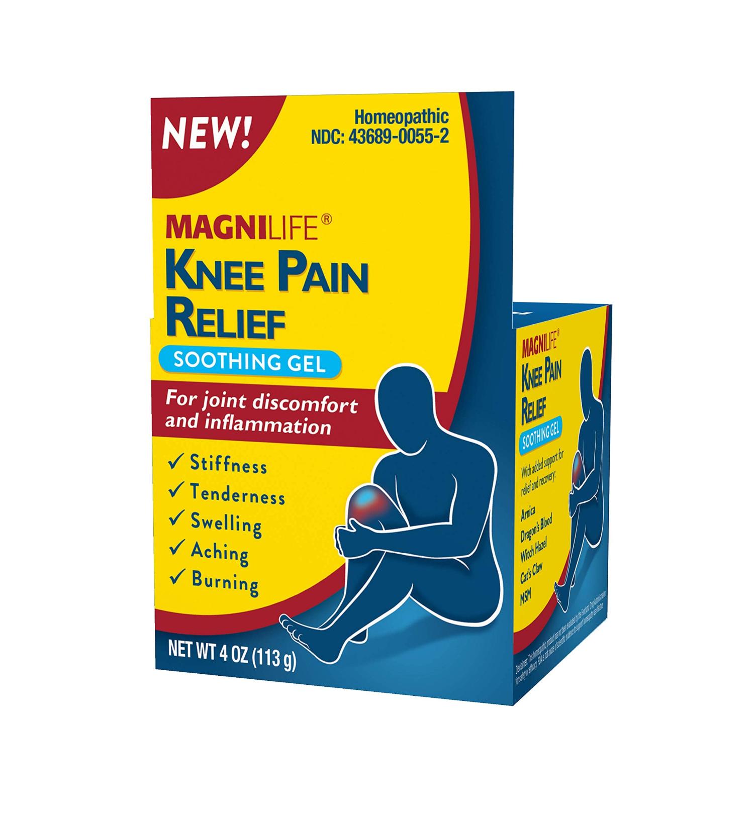 MagniLife Knee Pain Relief Soothing Gel, Reduces Swelling & Inflammation of Sore Muscles, Joint Discomfort, Injuries - All-Natural Arnica, Dragon's Blood, Cat's Claw, MSM, Witch Hazel - 4oz.