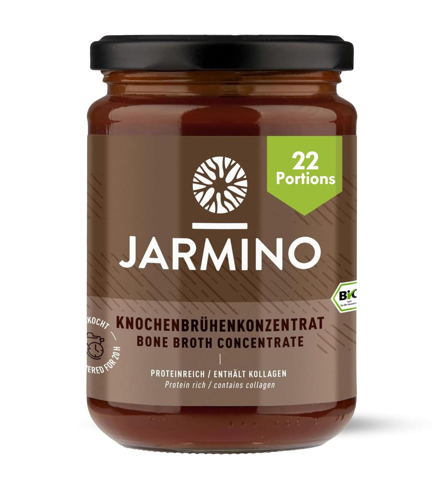 Bone Broth - JARMINO - Organic Beef Bone Broth Concentrate - Made in Germany - 220g (22 servings) - Rich in Organic Collagen - Buy Online on GoSupps.com