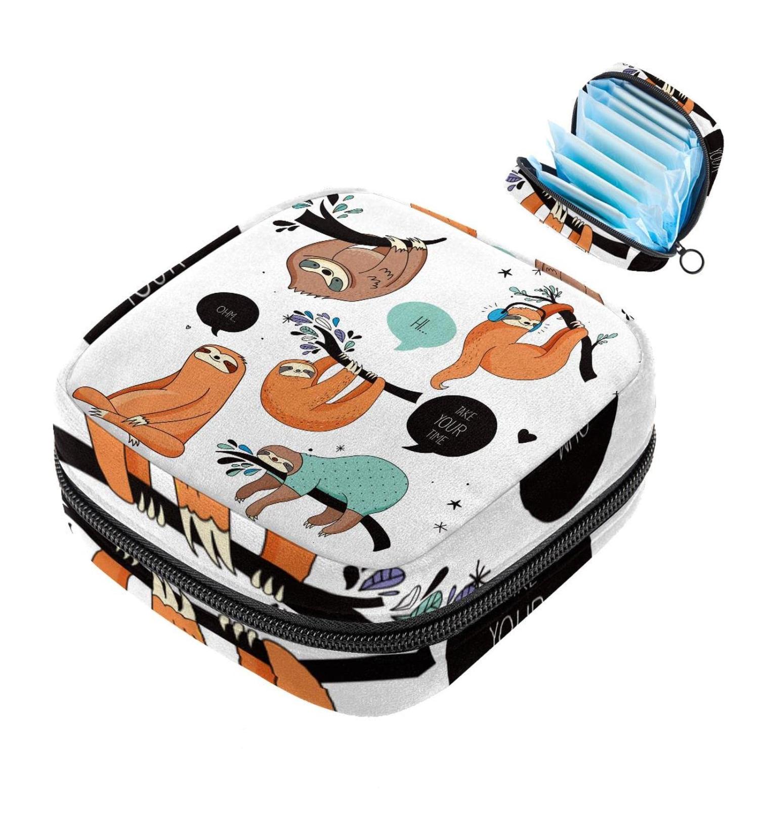 Portable Cute Sloth Women's Napkin Storage Bag - Perfect for Menstruation & First Period Essentials - Buy Online on GoSupps.com