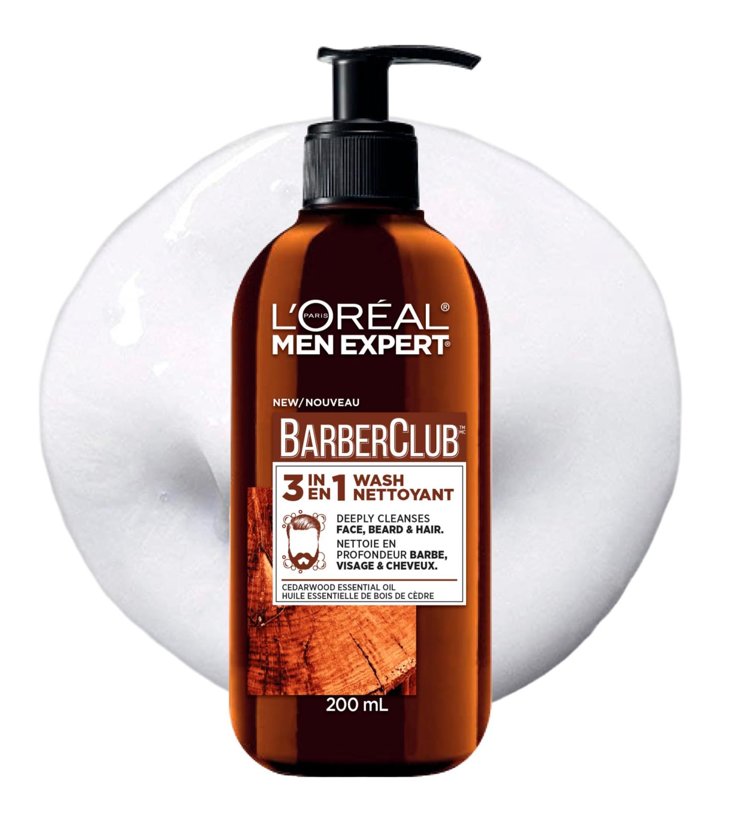 L'Oreal Paris Men Expert BarberClub 3-in-1 Hair Face and Beard Wash Mens Hair Face and Beard Shampoo Cleanses and Conditions with Cedarwood Essential Oil 200ml 3-in-1 Face Hair & Beard Wash - 200 mL - Buy Online on GoSupps.com