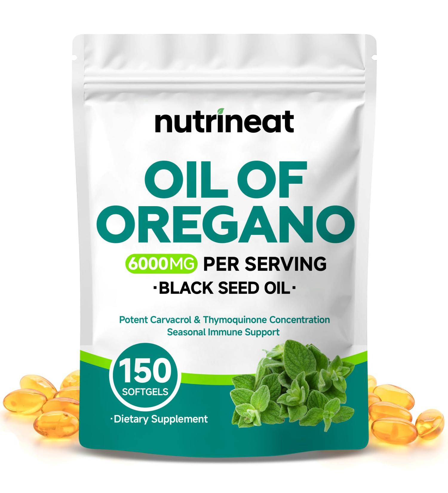 NutriNeat Oil of Oregano Capsules (150 Softgels) Oregano Oil Capsules Organic Oil of Oregano with Black Seed Oil oregano oil capsules with Oregano Oil Extract Non-GMO Immune & Antioxidant Support - Buy Online on GoSupps.com