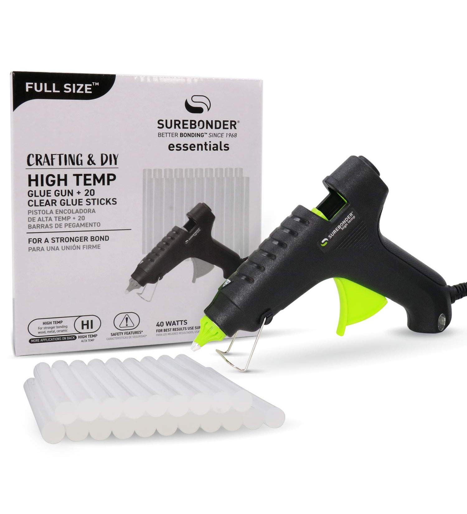 Surebonder Full Size 40W High Temperature Glue Gun Kit | Includes 20 Glue Sticks - Buy Online on GoSupps.com