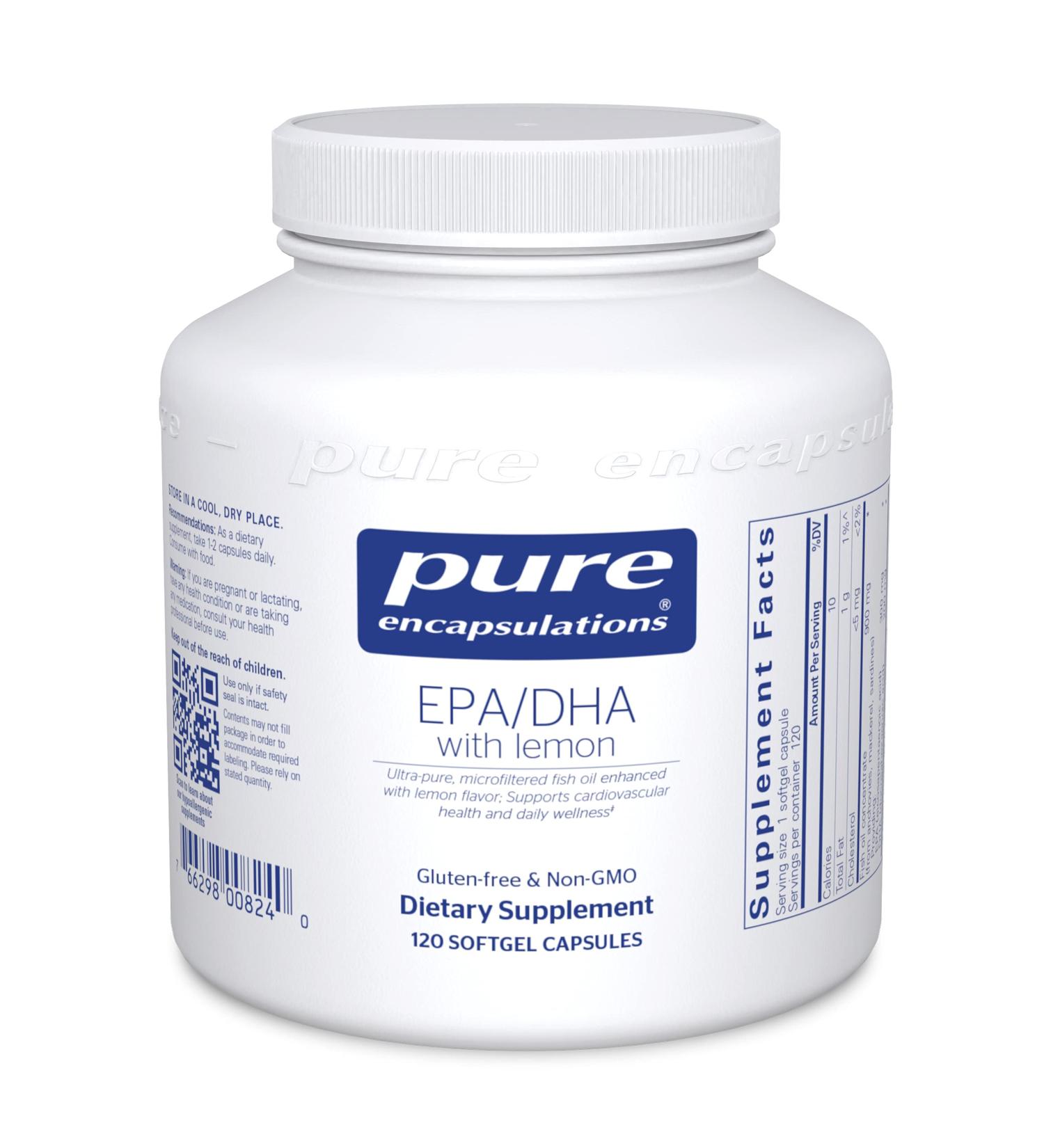 Pure Encapsulations EPA/DHA with Lemon - 120 Softgel Capsules - Buy Online on GoSupps.com