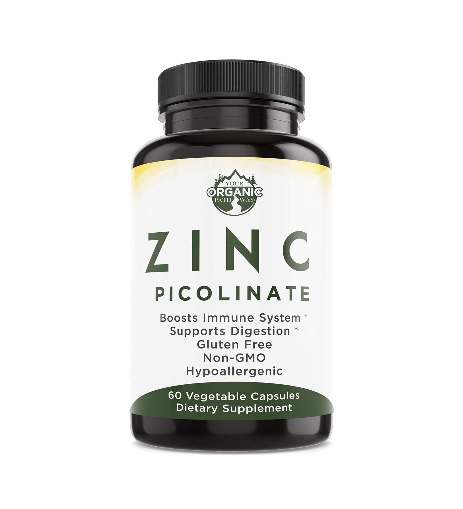 Organic Zinc Picolinate 50mg Capsules - Immune Health Support - Non-GMO Antioxidant - 60 Count - Buy Online on GoSupps.com