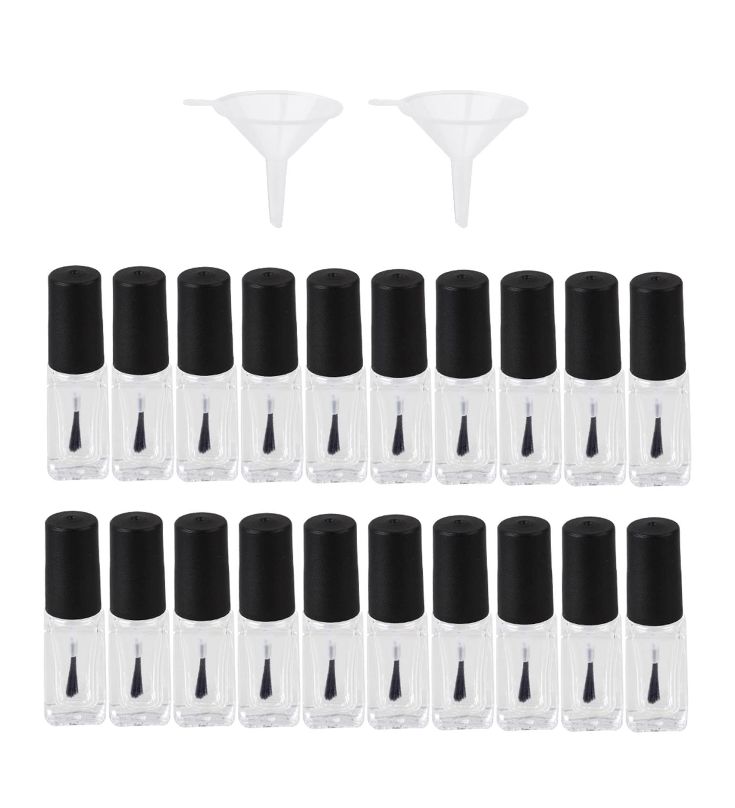 BQLZR 20 Black Transparent Glass 4ml Nail Polish Bottles with Brush - Ideal for Nail Decoration | International Shipping - Buy Online on GoSupps.com