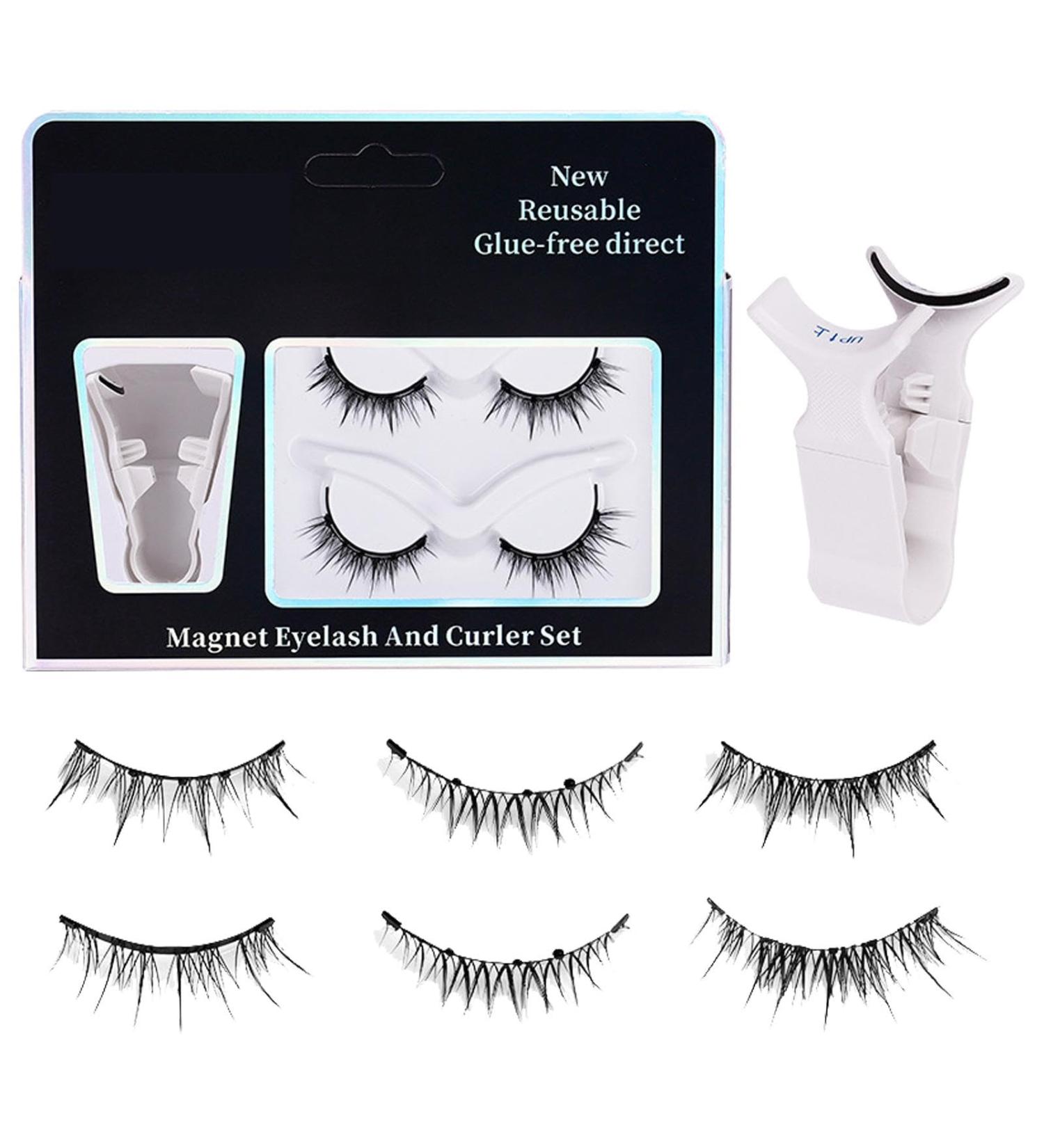 Wpsagek Reusable Magnetic Eyelashes | 2 Pairs Reusable Magnetic Eyelashes No Glue or Eye Liner | 3D Eye Makeup Cosmetic False Eyelashes Extension Kit for Natural Look - Buy Online on GoSupps.com
