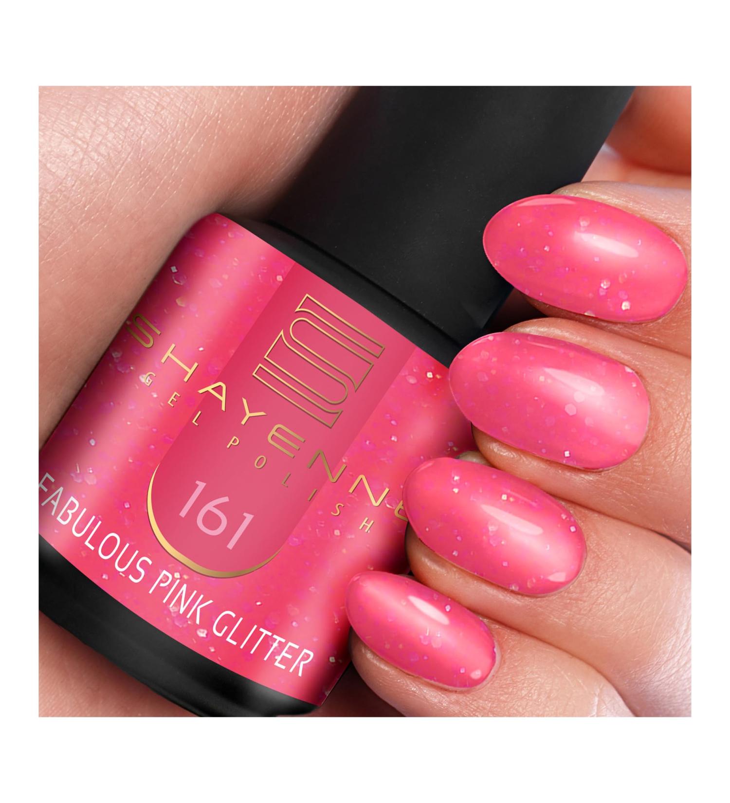 Shayenne Made in Germany Shellac Gel Nail Polish 15 ml for UV LED Lamp | 161 Fabulous Pink Glitter | Gel Nail Polish for UV Nail Lamp | LED Nail Polish Gel Polish Nail Gel - Buy Online on GoSupps.com