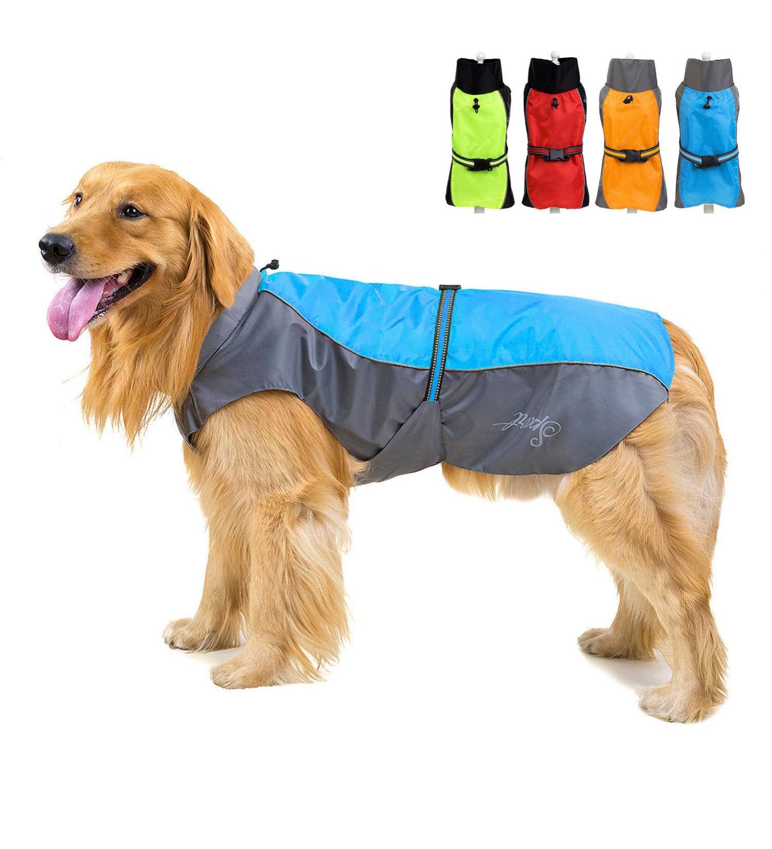 Zweitea Waterproof Raincoat for Medium & Large Dogs | Reflective Windproof Mesh Lined Jacket for Outdoor Hiking | Blue 9XL | Rain Protection for Wet Days - Buy Online on GoSupps.com