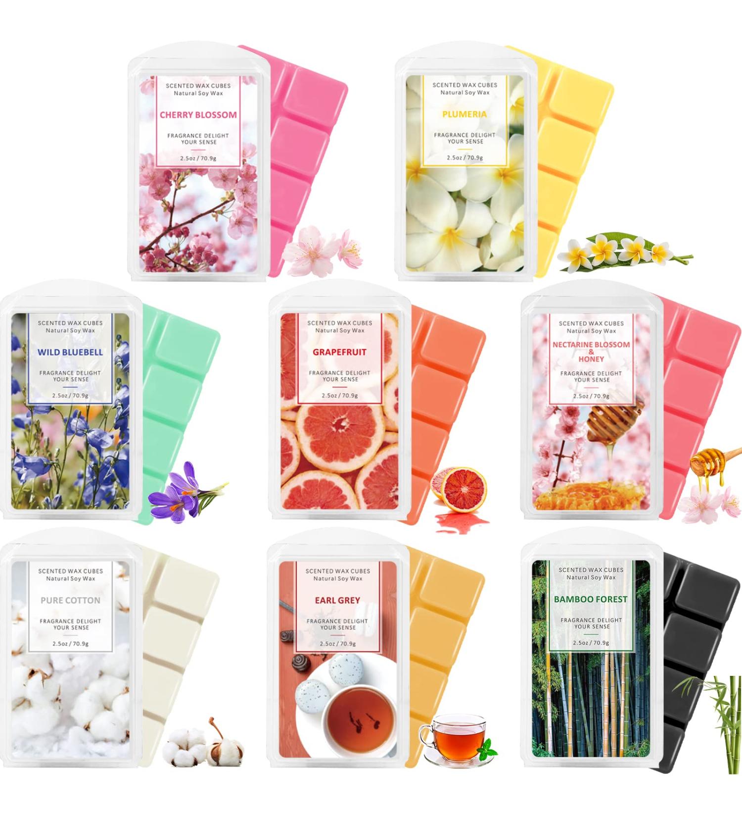 Scented Soy Wax Melts Gift Set for Mother's Day - Cherry Blossom, Plumeria, Cotton, Wild Bluebell, Earl Grey, Bamboo Forest, Nectarine Blossom & Honey, Grapefruit - Unique Home Decor - Buy Online on GoSupps.com