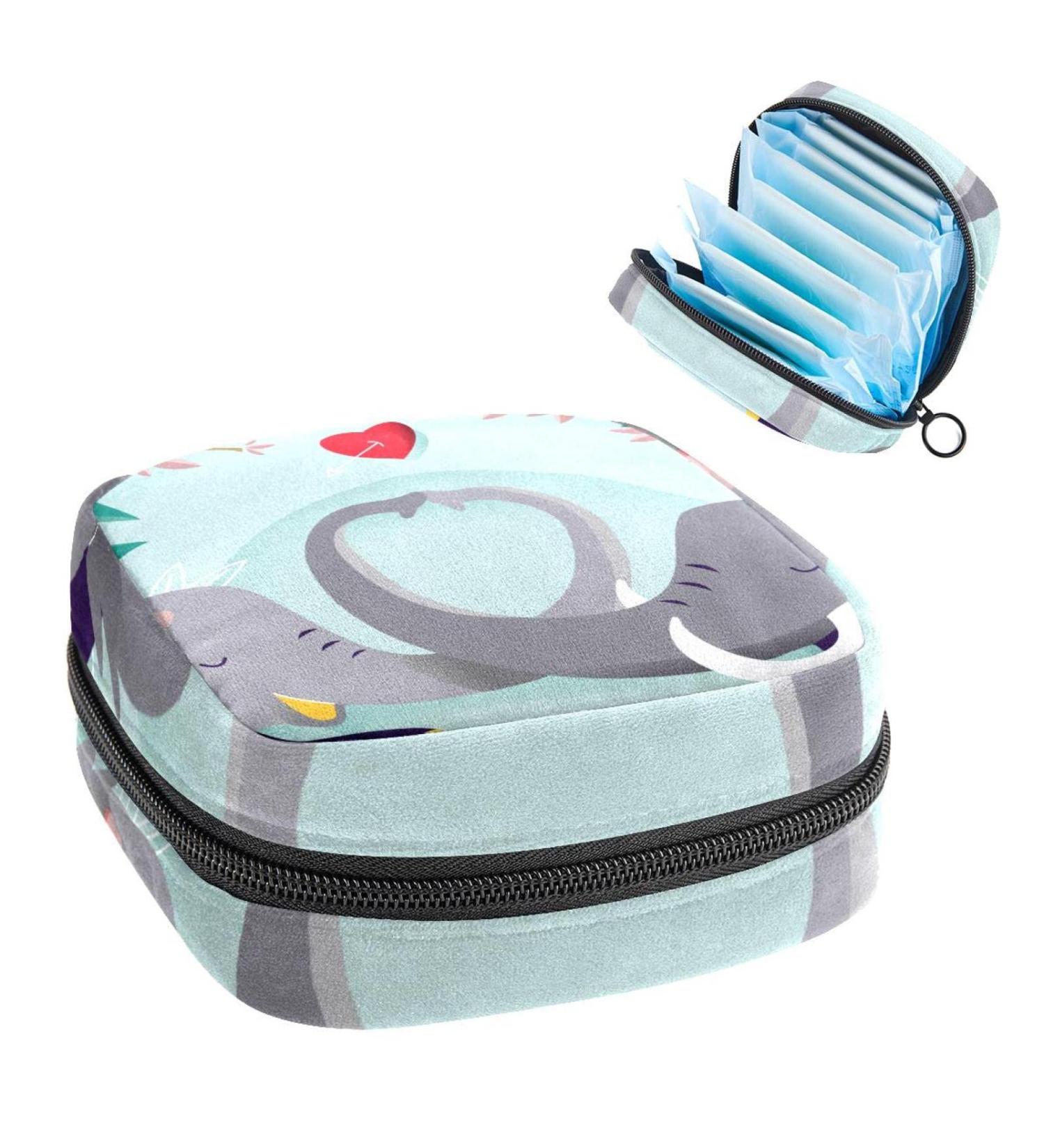 Shop Women's Portable Period Kit Bag | Bonds Storage Pockets in Elephant Design Perfect Feminine Product Organizer | Color4 - Buy Online on GoSupps.com