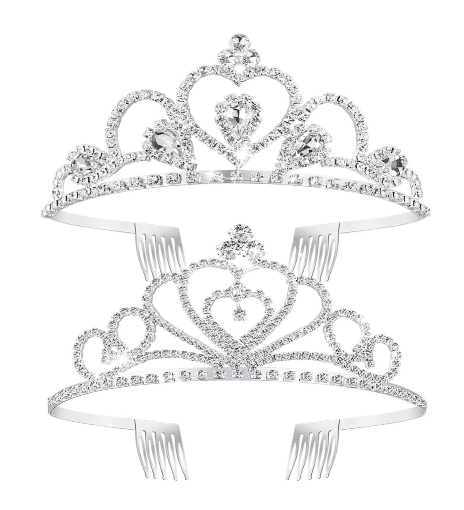 Lurrose Rhinestone Crystal Tiara Crown Set for Wedding, Bridal, Birthday, Pageant - 2 Pack - Buy Online on GoSupps.com