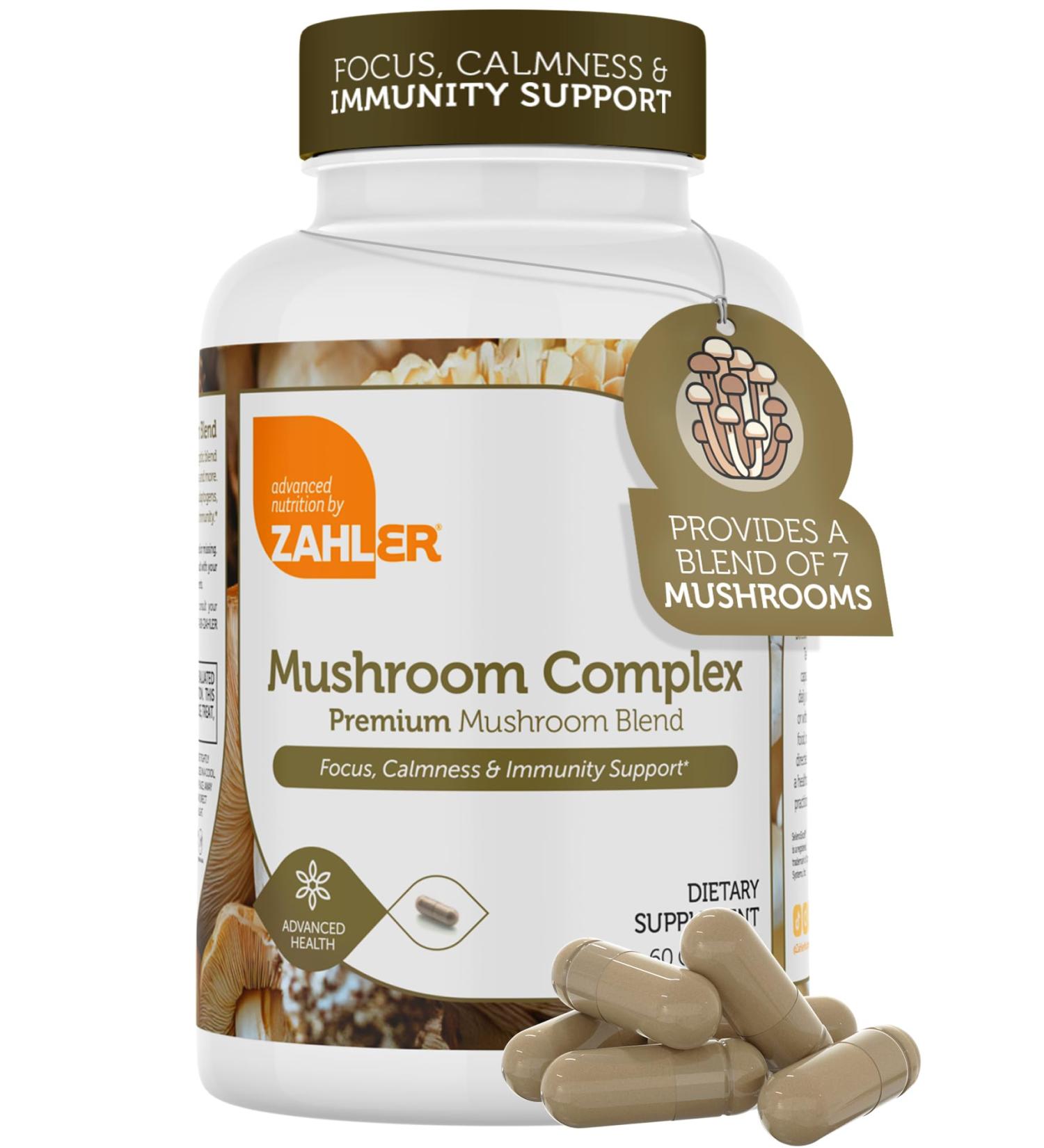 Zahler Mushroom Complex Premium Mushroom Blend Focus Calmness & Immunity Support 60 Capsules. - Buy Online on GoSupps.com