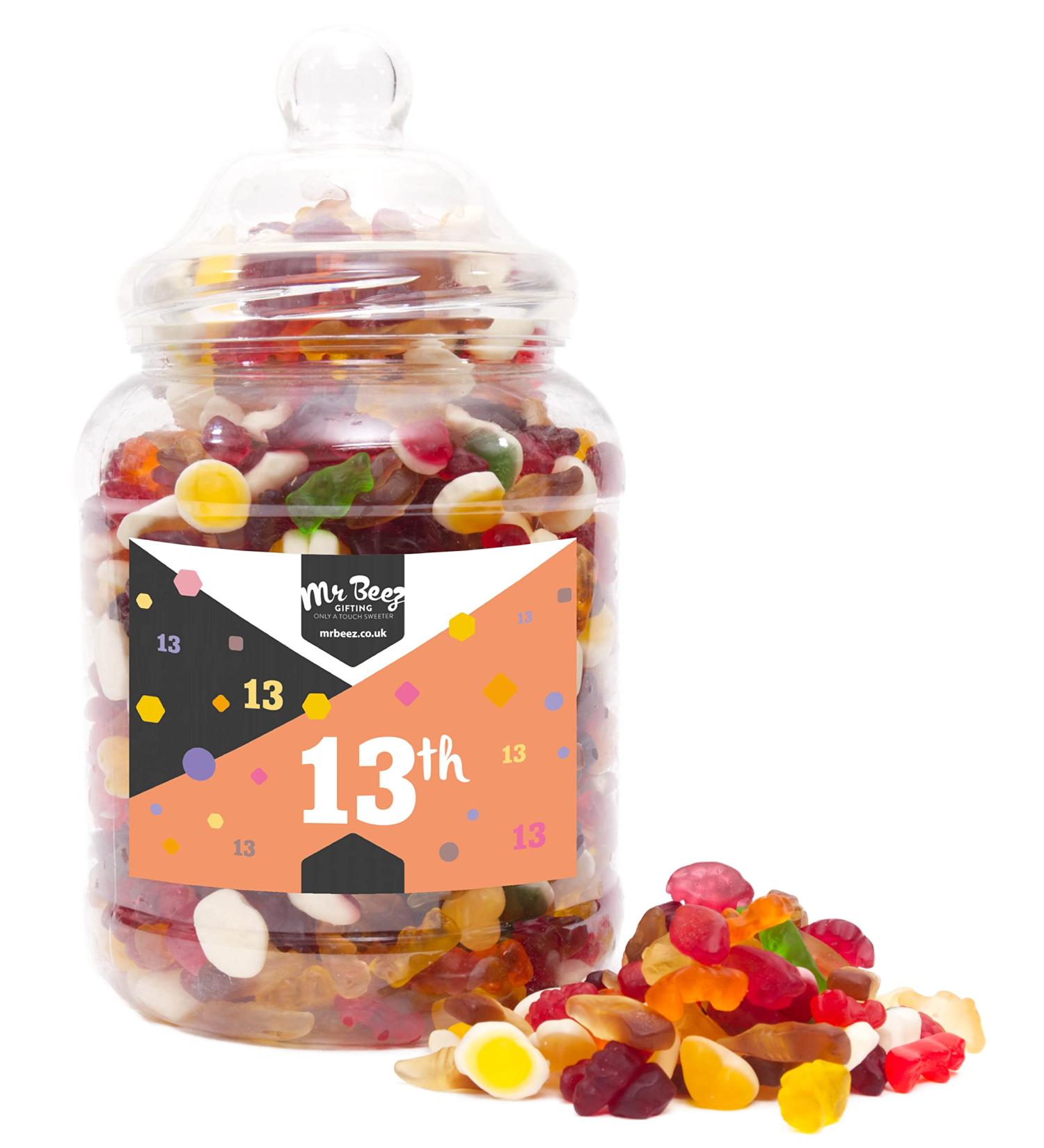 Mr Beez Sweets | 13th Birthday Gift | Jelly Mix | Choice of Classic Retro Sweets Available | 24x14cm | 1700 Grams - Buy Online on GoSupps.com