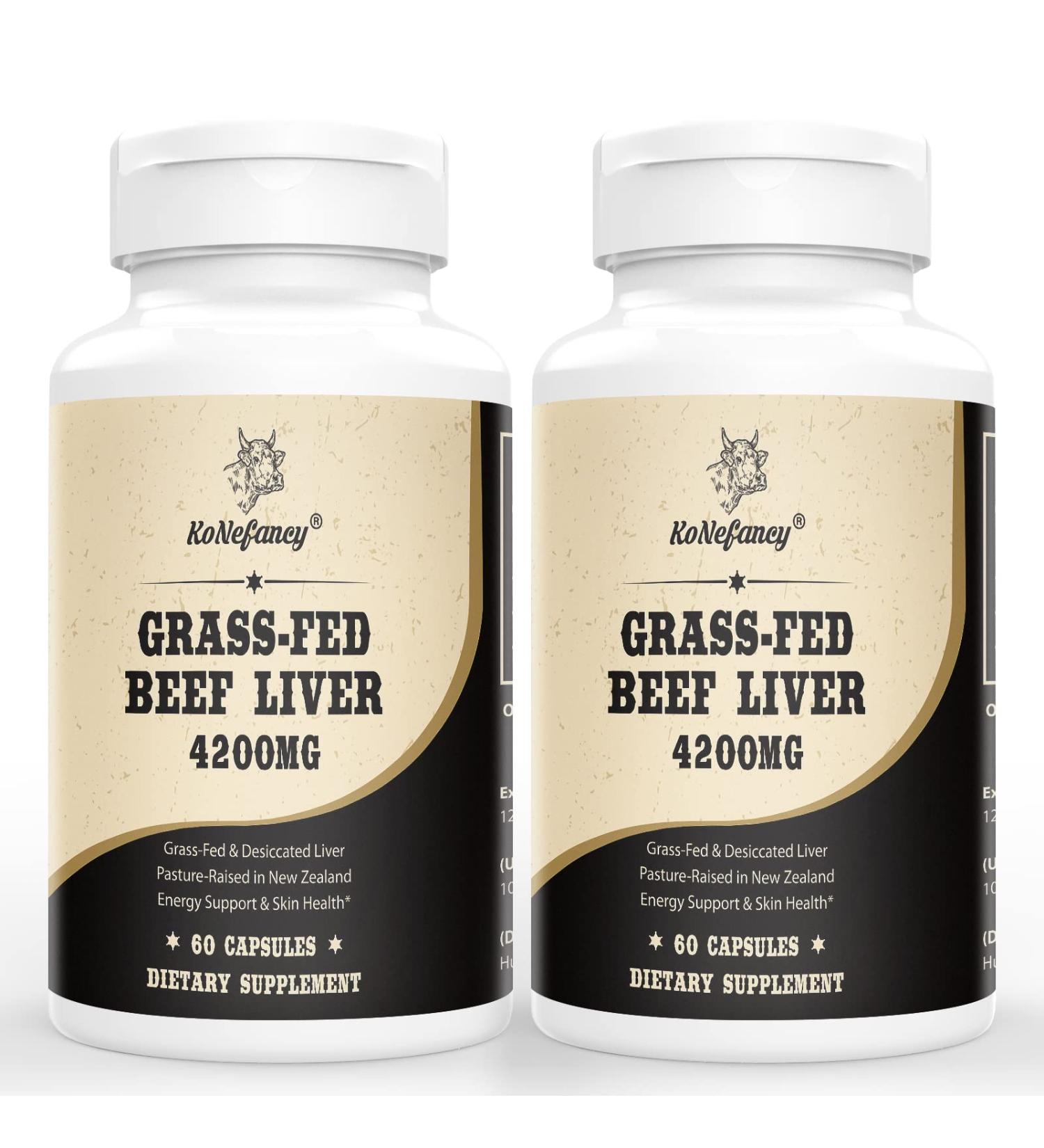 Grass Fed Beef Liver Capsules 4200mg - Heme Iron, Protein, Vitamin A & B12 - New Zealand 120 Capsules (Pack of 2) - Buy Online on GoSupps.com
