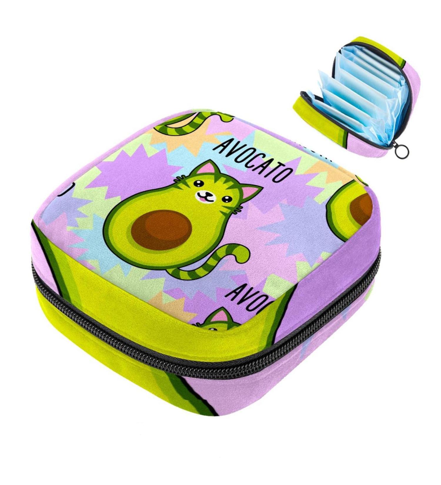 Avocado Cat Sanitary Napkin Storage Bag - Portable Period Kit Pouch for Women - Buy Online on GoSupps.com