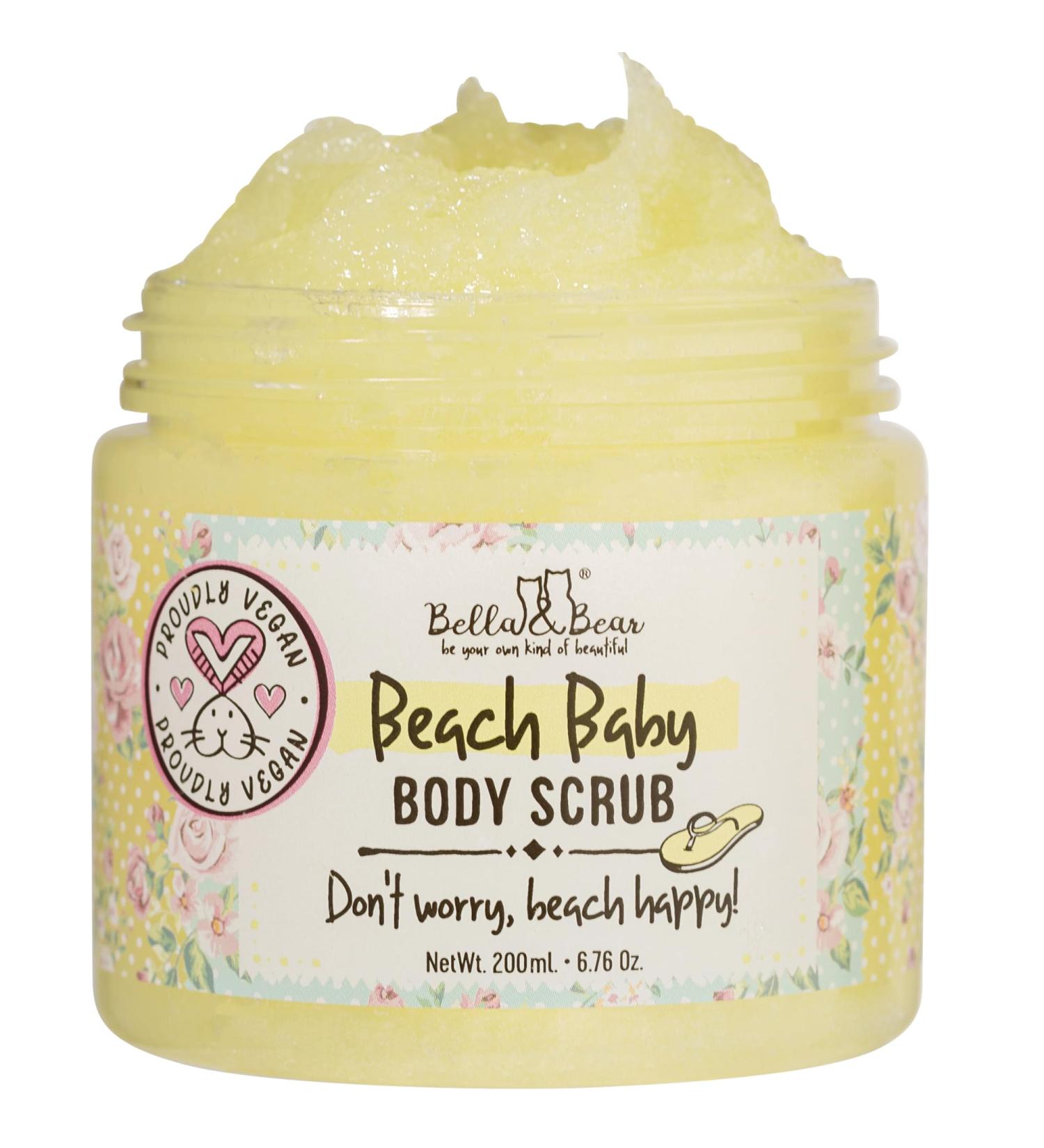 Bella & Bear Beach Baby Body Scrub - Exfoliating Skin Care Polish for Cellulite Scars & Wrinkles - Moisturizing Shower Scrub for Dead Skin Removal - International Shipping Available - Buy Online on GoSupps.com