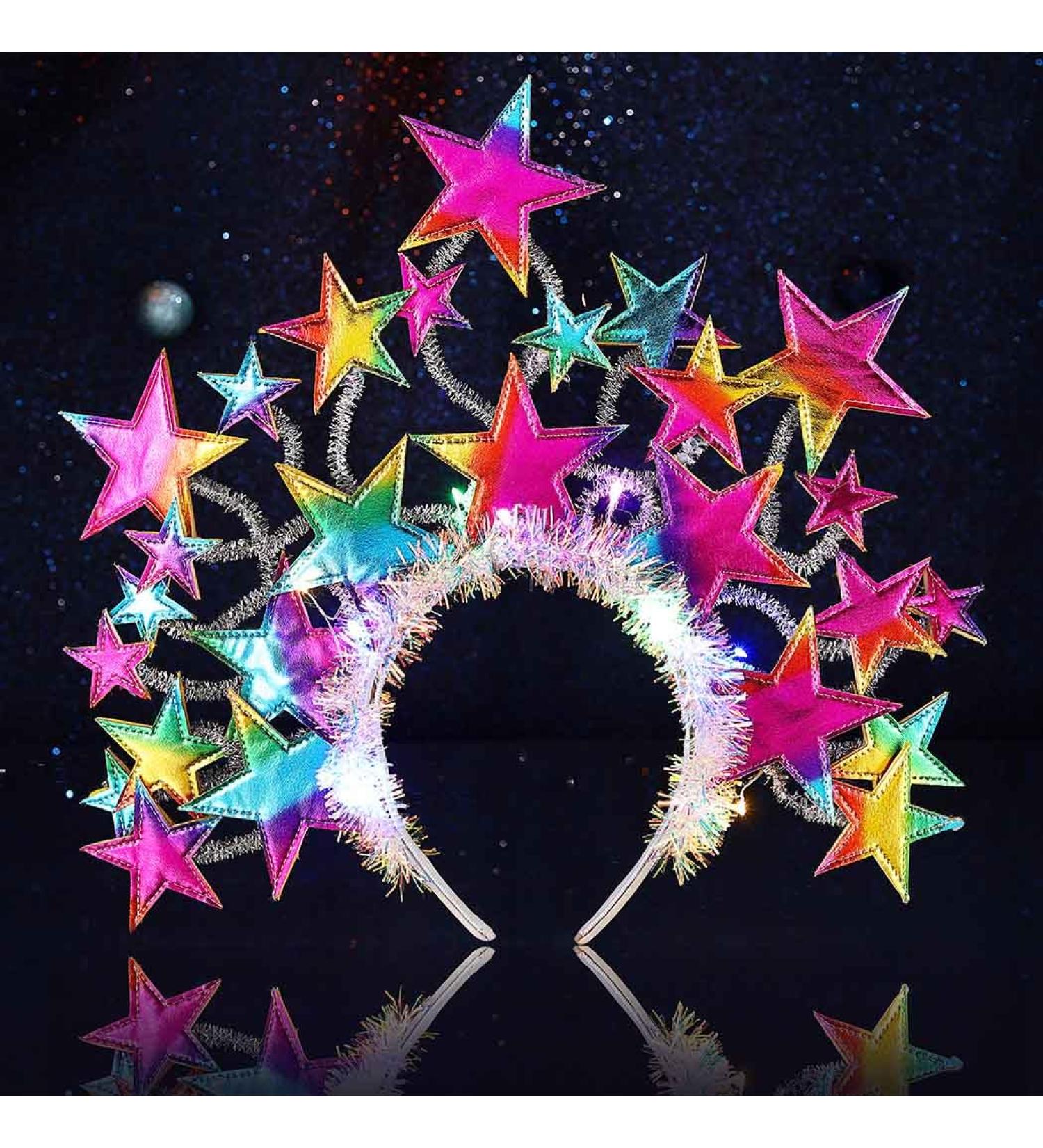 Zoestar Light Up Star Halo Crown Headband LED Stars Goddess Headbands Luminous Carnival Rave Headpiece Sparkly Party Costume Hair Accessories for Women and Girls (Colorful) - Buy Online on GoSupps.com