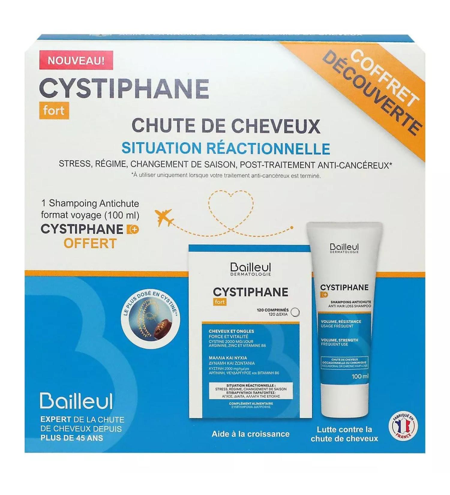 Cystiphane Hair & Nail Pack 120 Pills + Anti-Hair Shampoo 100 Ml - Buy Online on GoSupps.com