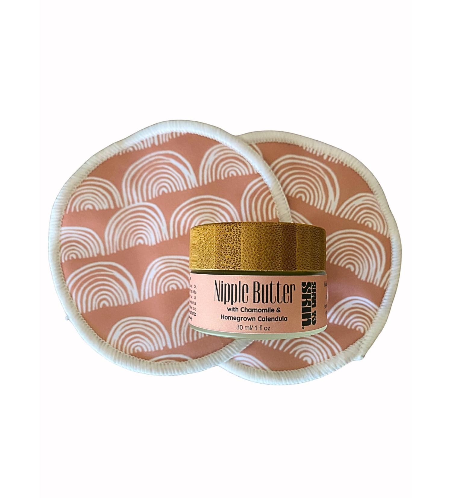 Organic Nipple Butter & Nursing Pads Combo | Soothing Nipple Balm for Dry Cracked Nipples | Skin to Skin Breastfeeding Essentials - Buy Online on GoSupps.com