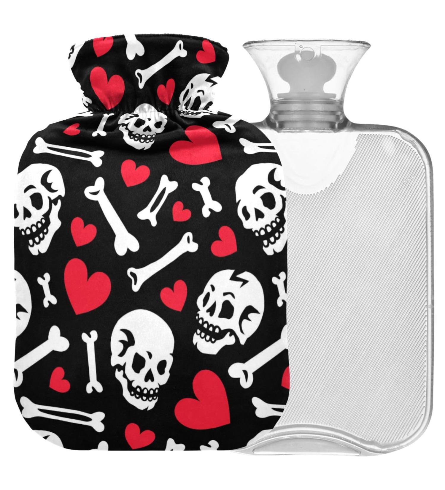 Shop Naanle Heart Skull 2L Heating Water Bottle | Warm & Cold Therapy Bag for Pain Relief | Ideal for Bed Hands & Feet - Buy Online on GoSupps.com