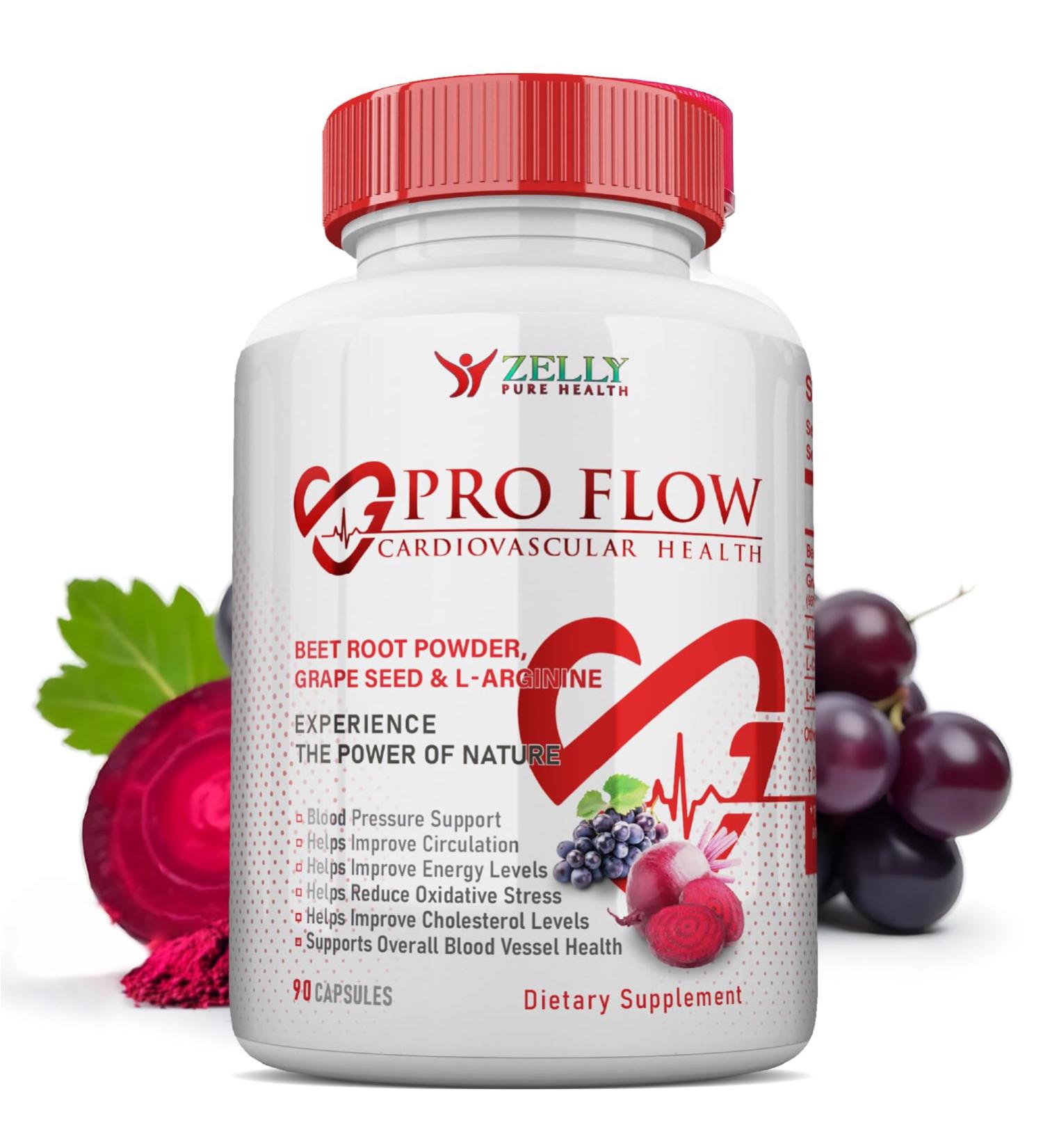 Pro Flow Circulation Support Supplement 90 Beet Root Capsules with Grape Seed Extract L-Arginine Vitamins B12 beet root extract capsules Blood Circulation Supplement - 90 Capsules - Buy Online on GoSupps.com